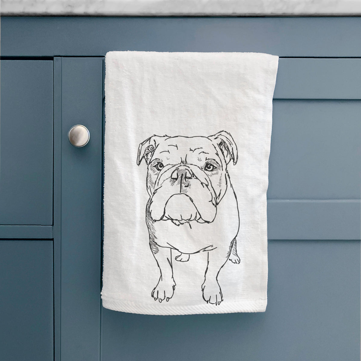 Doodled Henry the English Bulldog Decorative Hand Towel