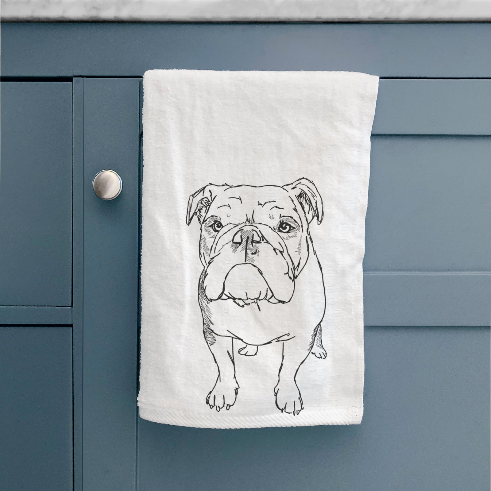 Doodled Henry the English Bulldog Decorative Hand Towel