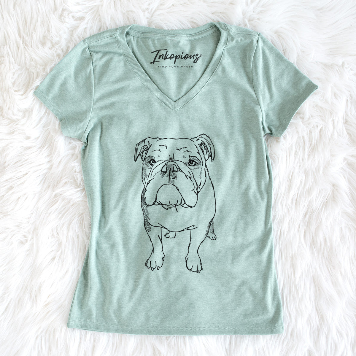 Doodled Henry the English Bulldog - Women&#39;s Perfect V-neck Shirt