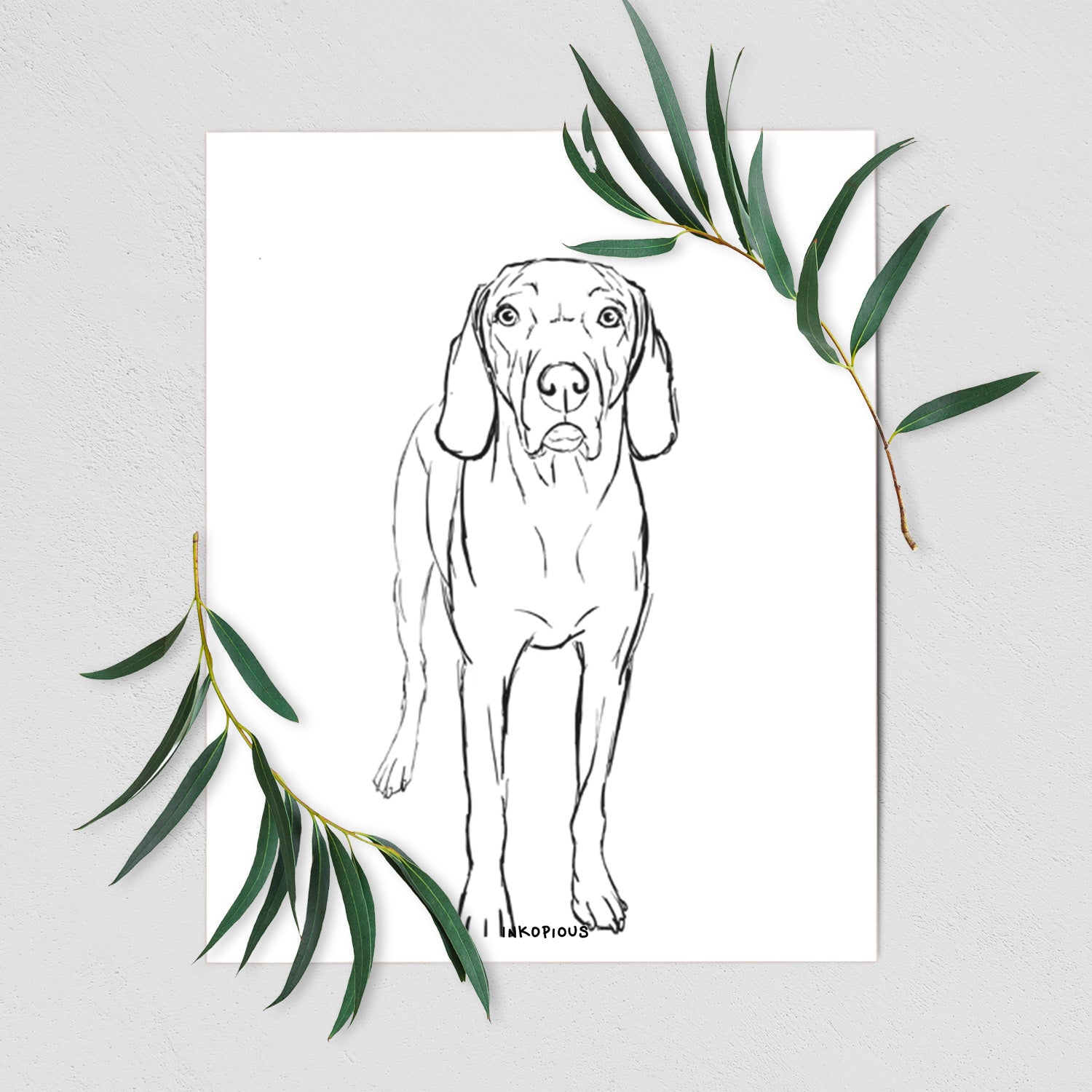 Doodled Hildy the Weimaraner Art Print