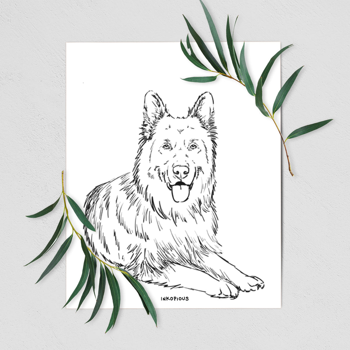 Doodled Jaxs the German Shepherd Art Print