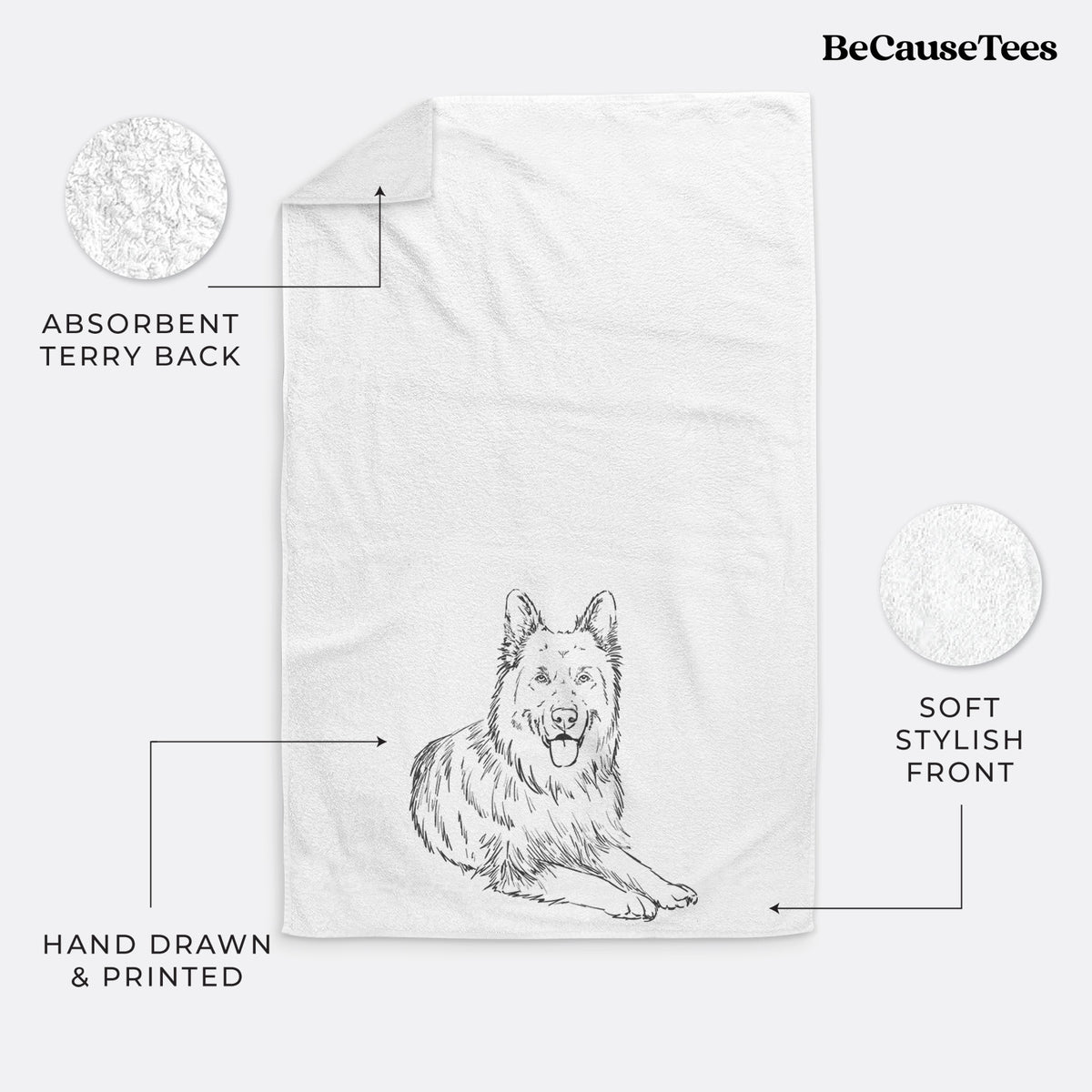 Doodled Jaxs the German Shepherd Premium Hand Towel