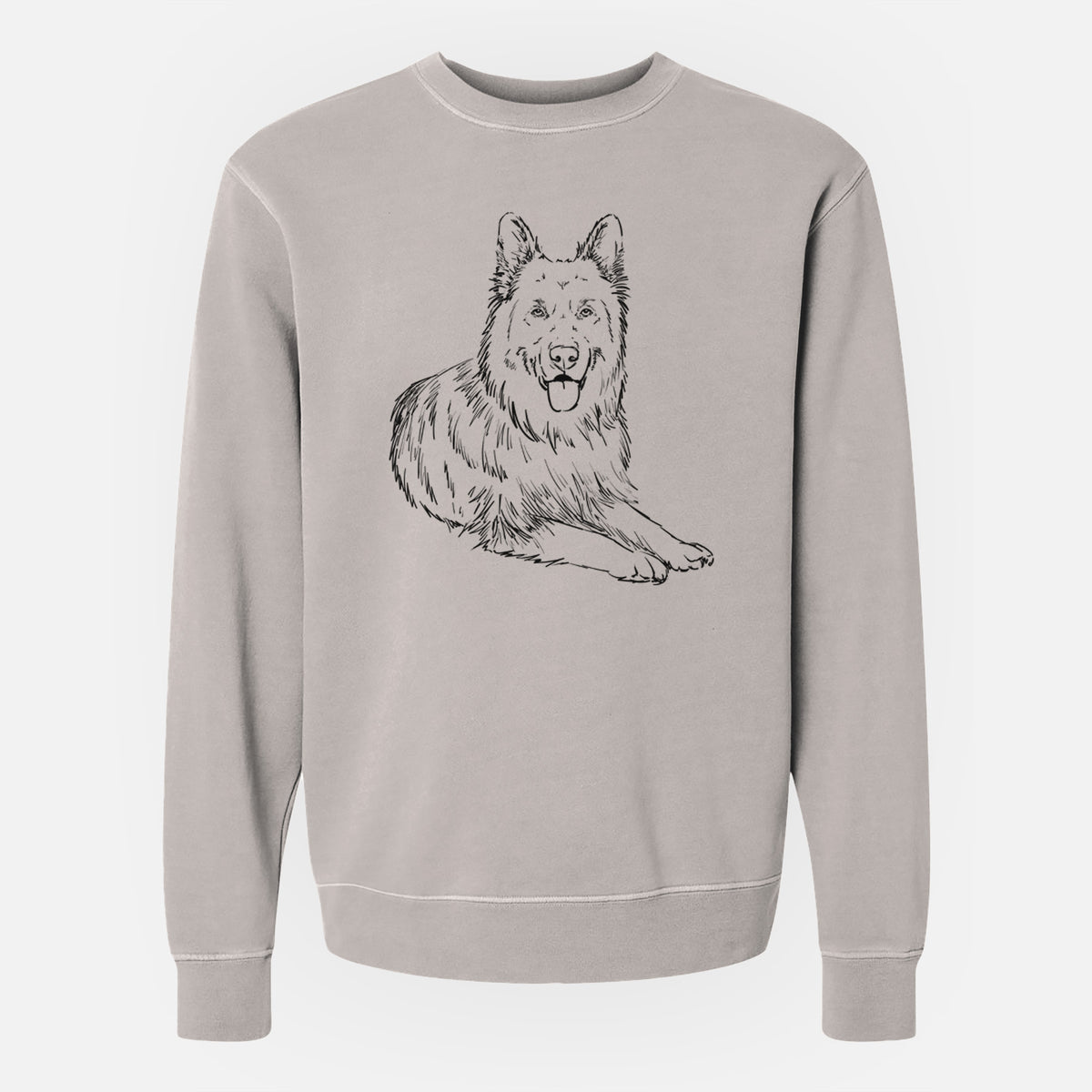 Doodled Jaxs the German Shepherd - Unisex Pigment Dyed Crew Sweatshirt