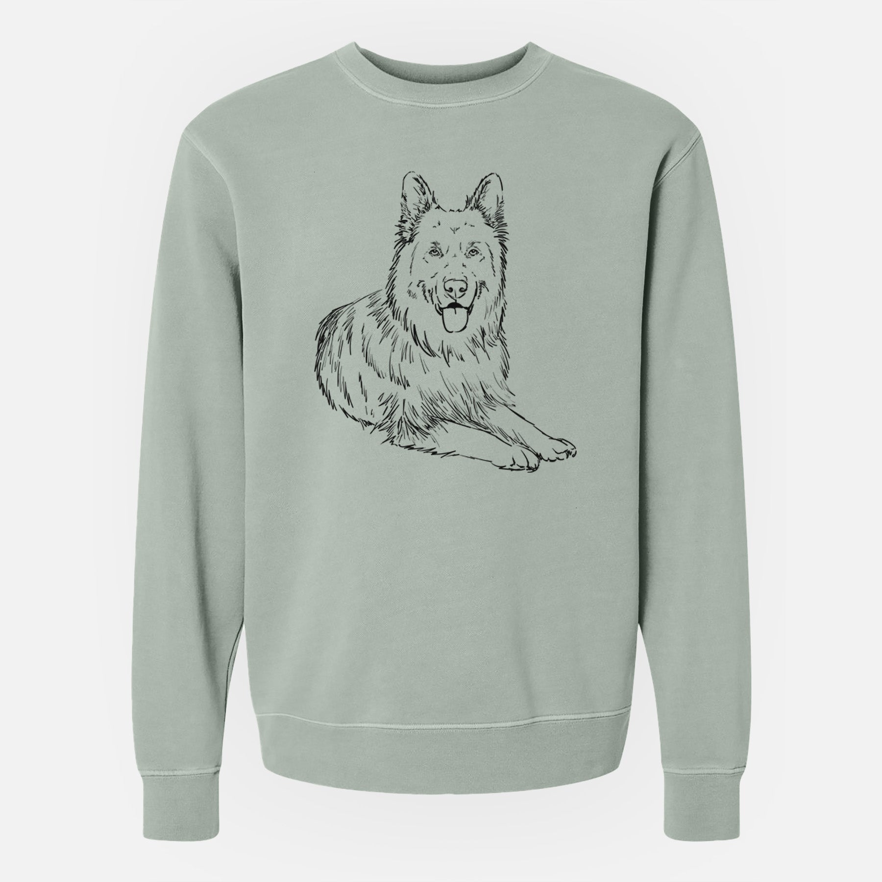 Doodled Jaxs the German Shepherd - Unisex Pigment Dyed Crew Sweatshirt