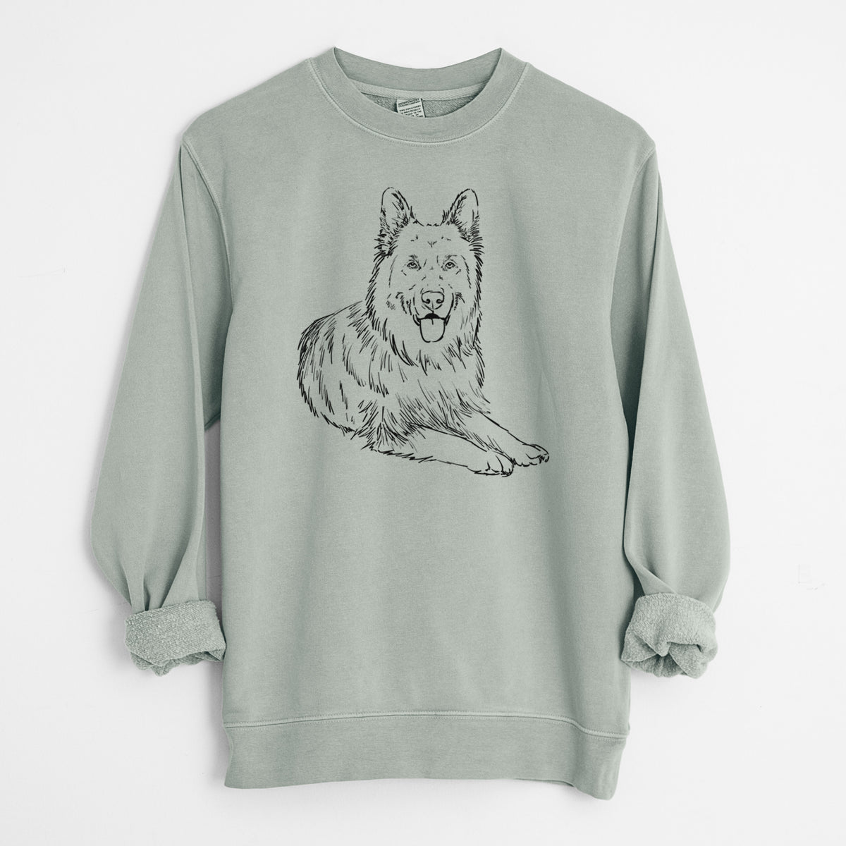 Doodled Jaxs the German Shepherd - Unisex Pigment Dyed Crew Sweatshirt
