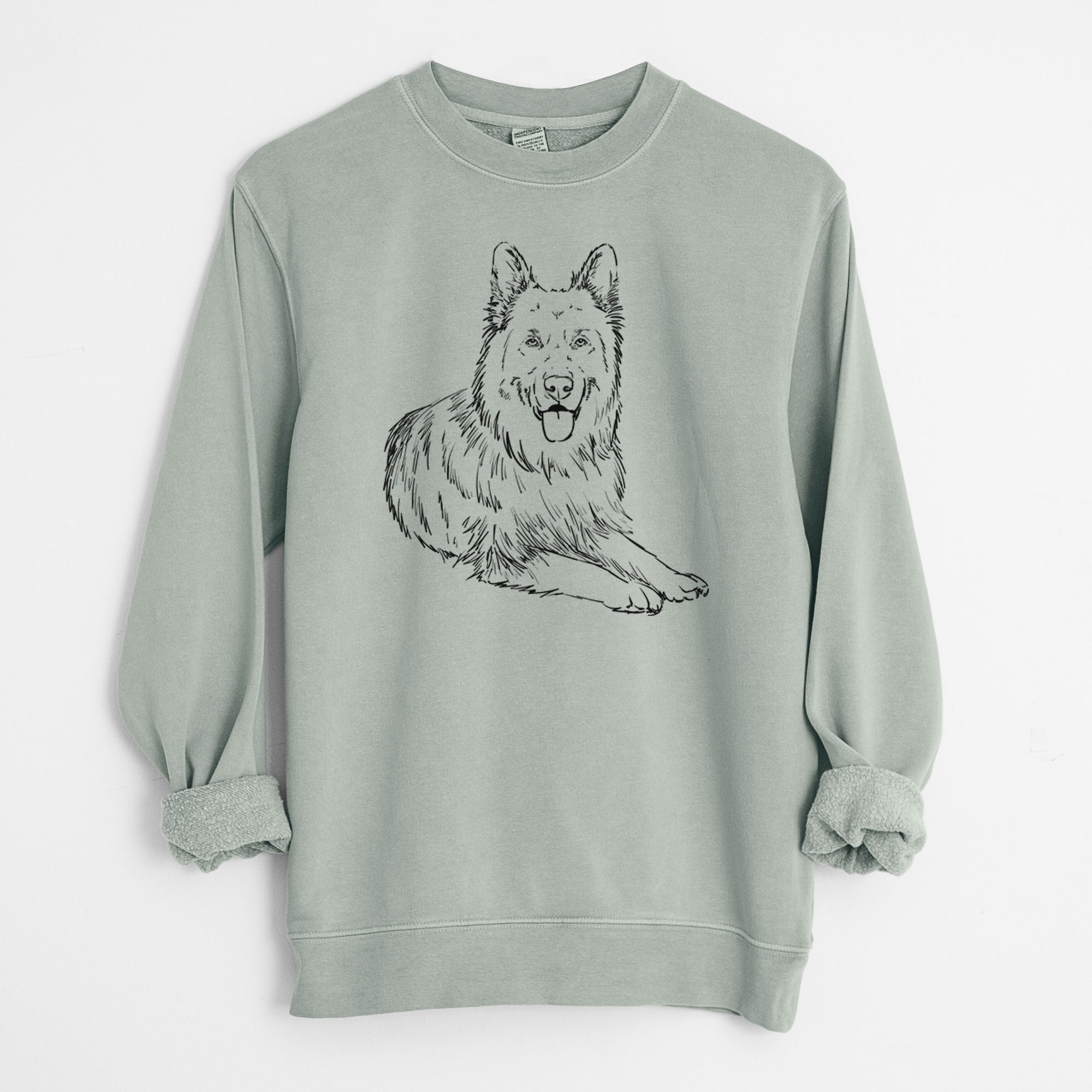 Doodled Jaxs the German Shepherd - Unisex Pigment Dyed Crew Sweatshirt