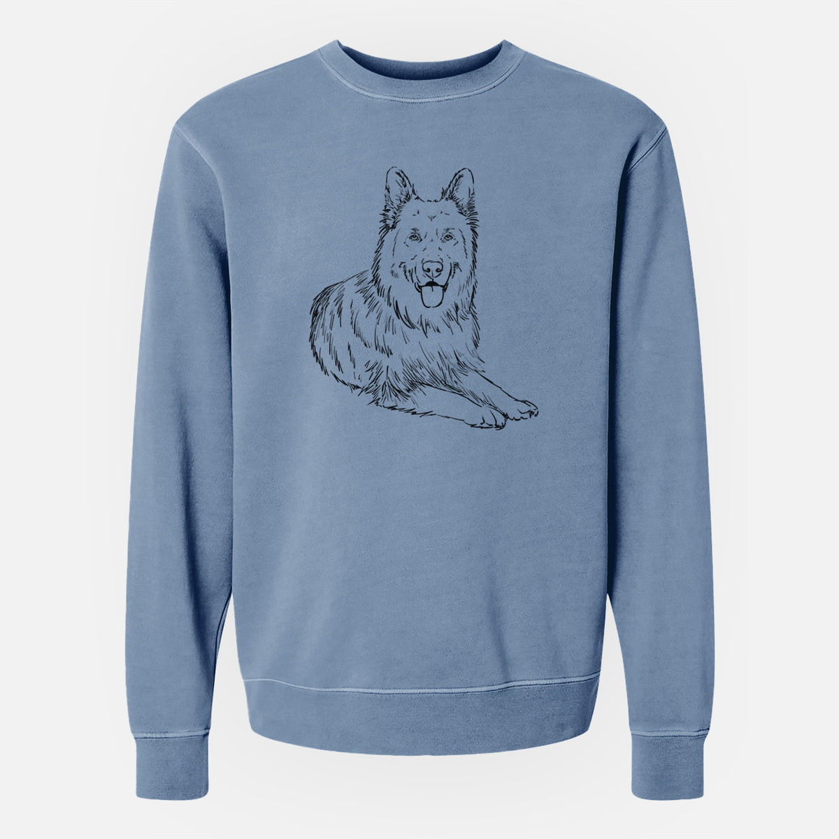 Doodled Jaxs the German Shepherd - Unisex Pigment Dyed Crew Sweatshirt