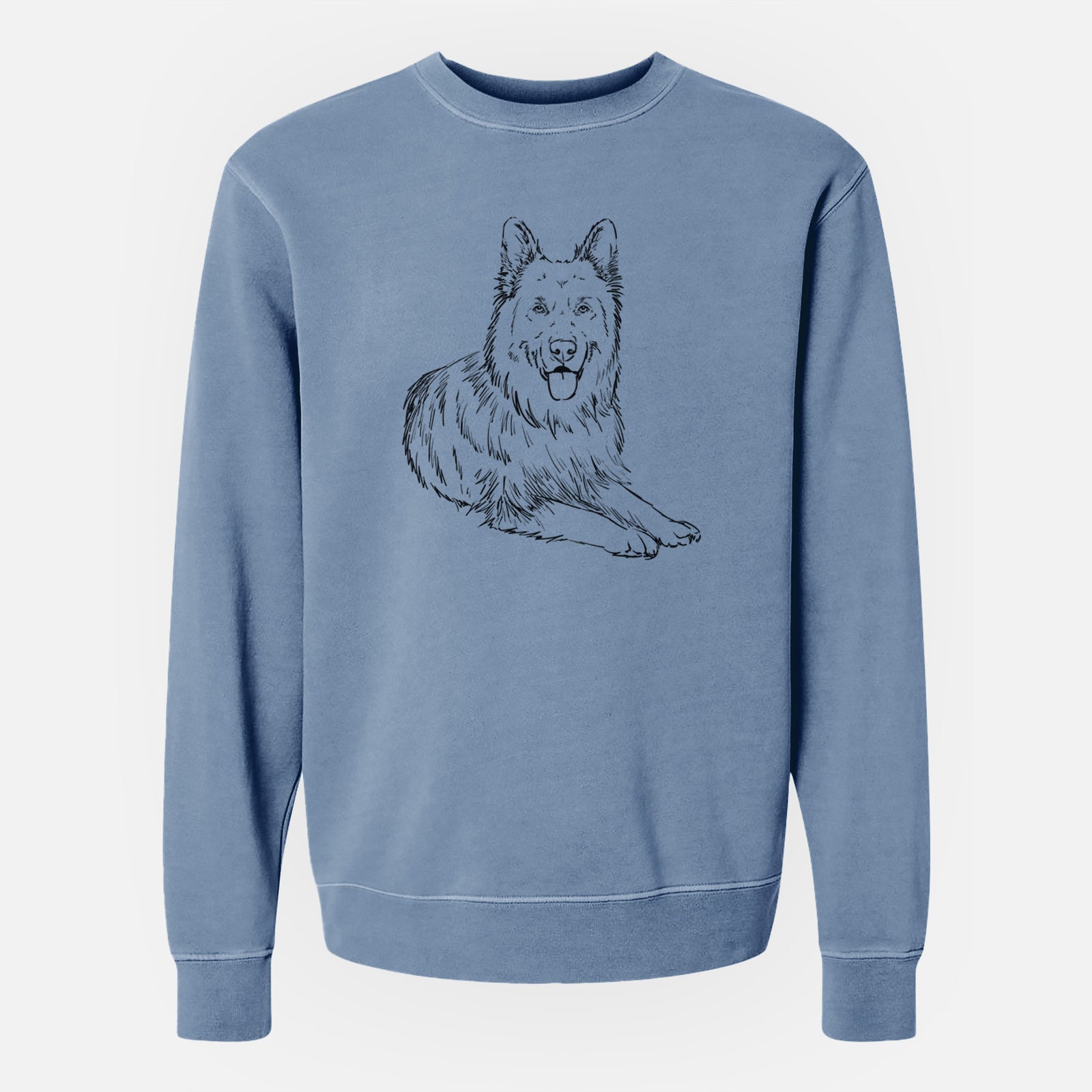 Doodled Jaxs the German Shepherd - Unisex Pigment Dyed Crew Sweatshirt