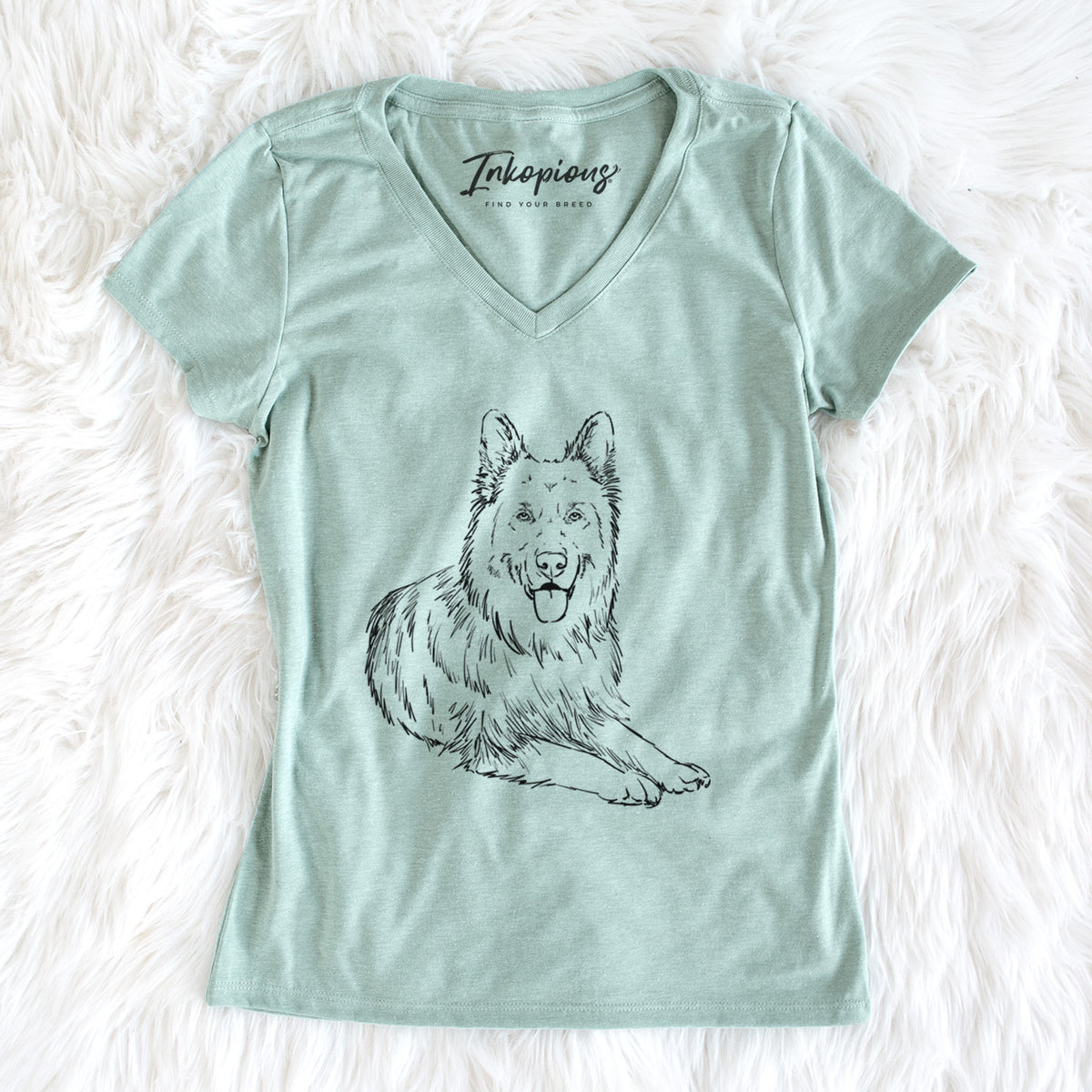 Doodled Jaxs the German Shepherd - Women&#39;s Perfect V-neck Shirt