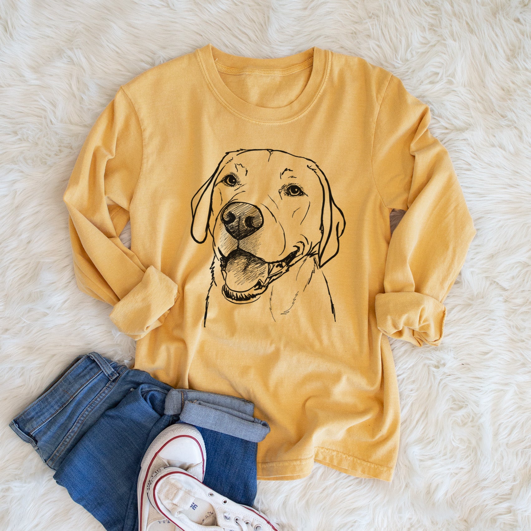 Doodled Jimmy the Larbrador Retriever - Heavyweight 100% Cotton Long Sleeve