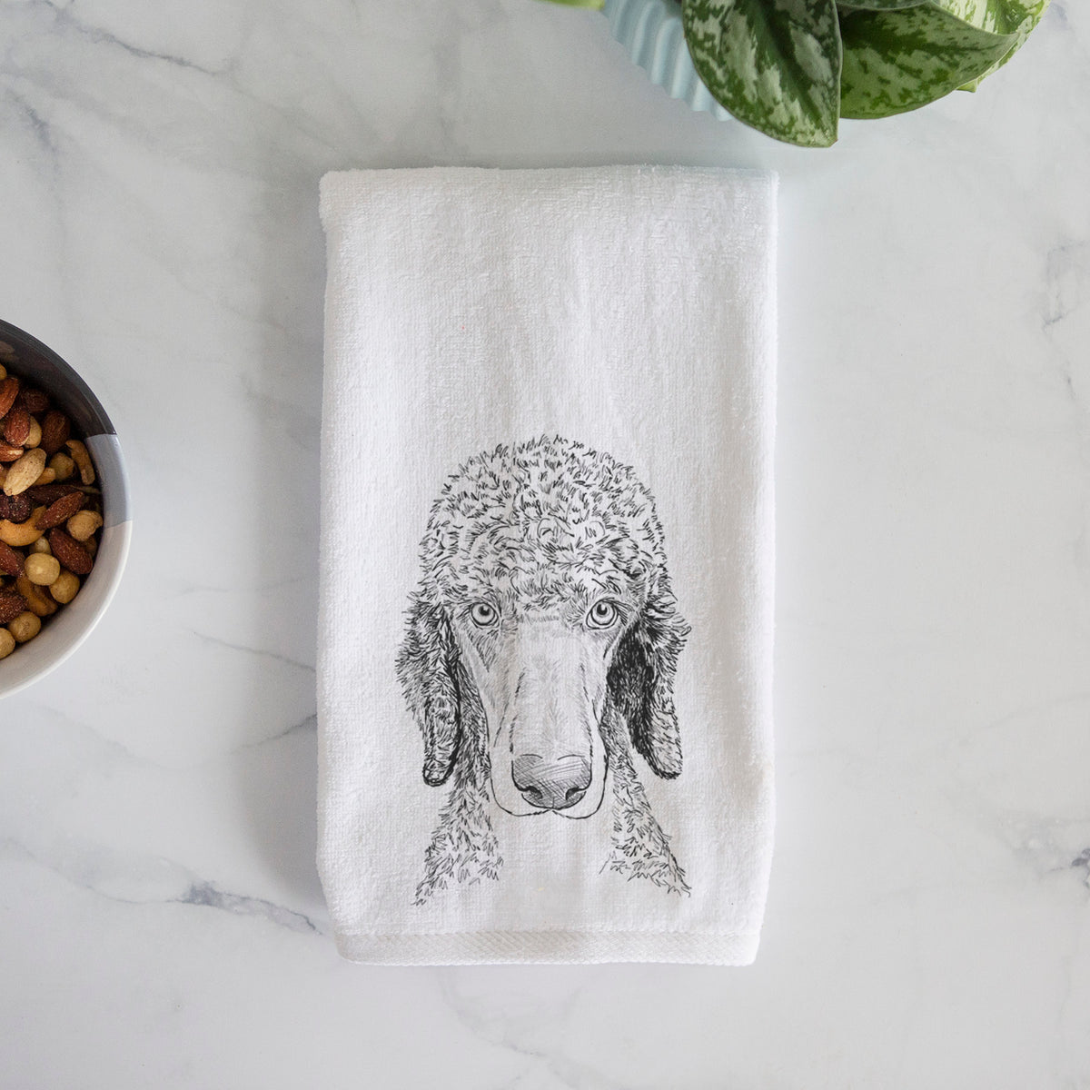 Doodled Kona the Poodle Decorative Hand Towel