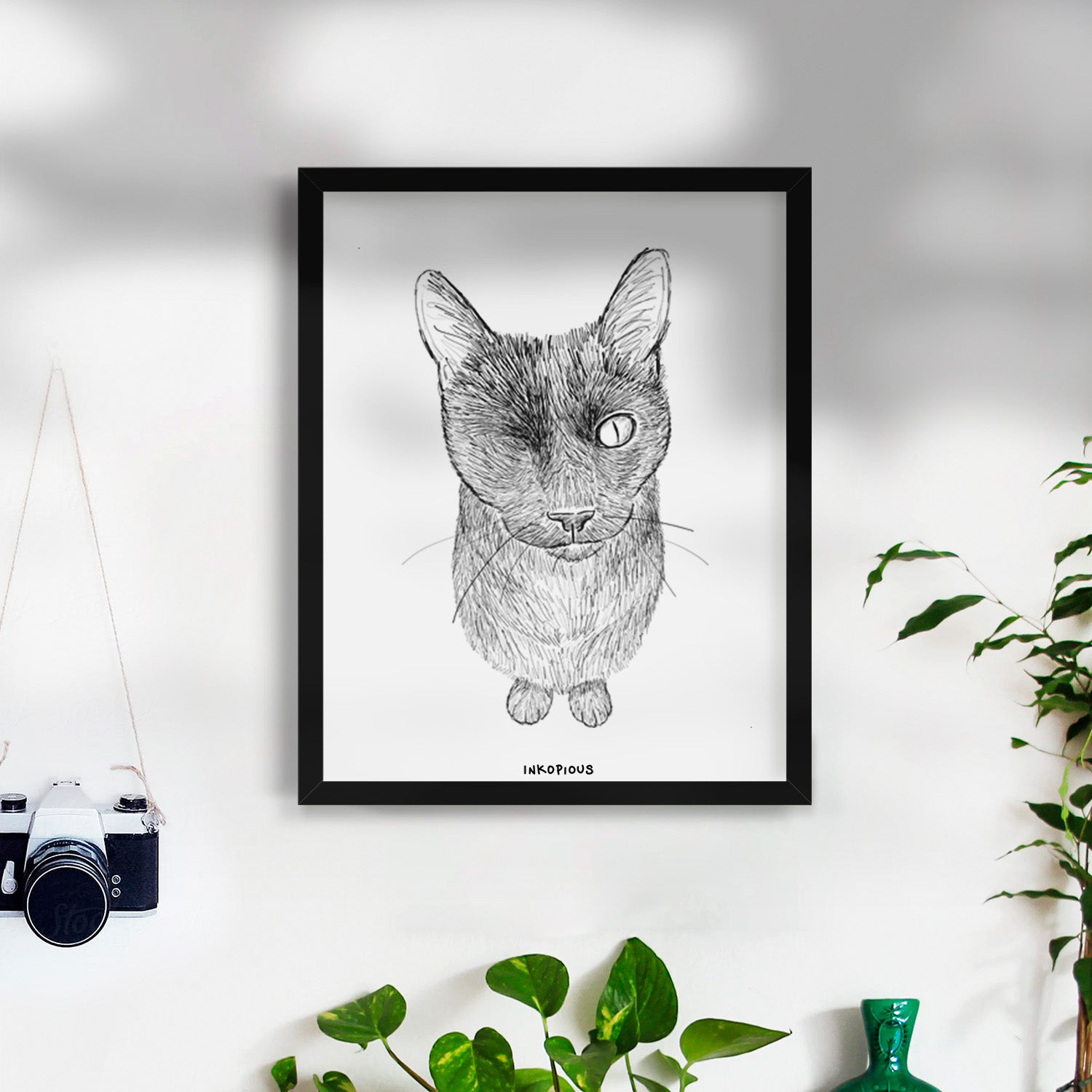 Doodled Marley the Black Cat Art Print