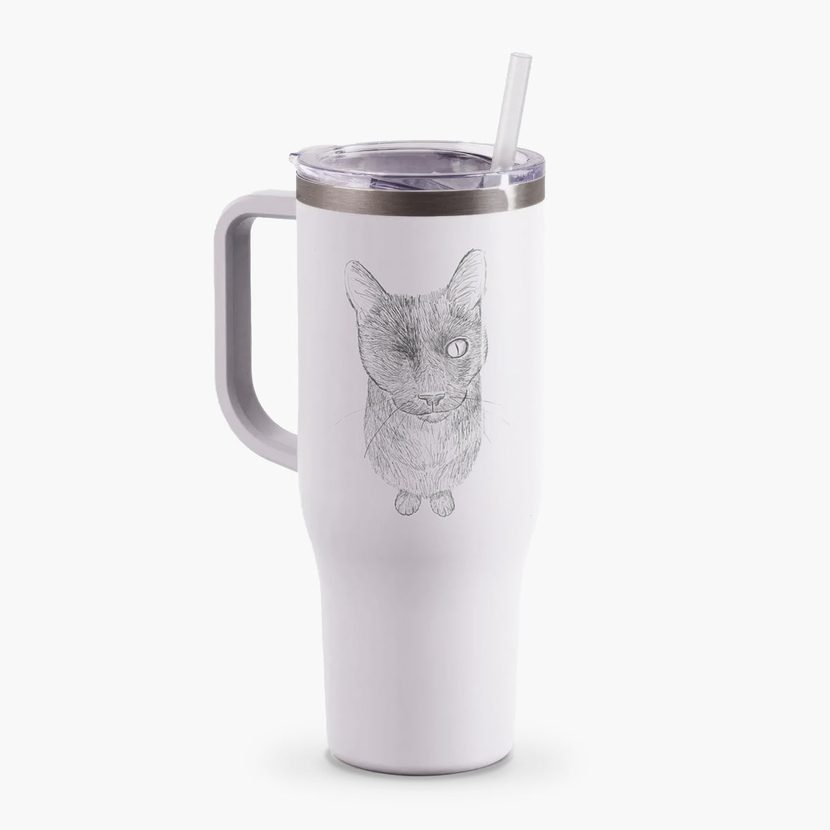 Doodled Marley the Black Cat - 40oz Tumbler with Handle