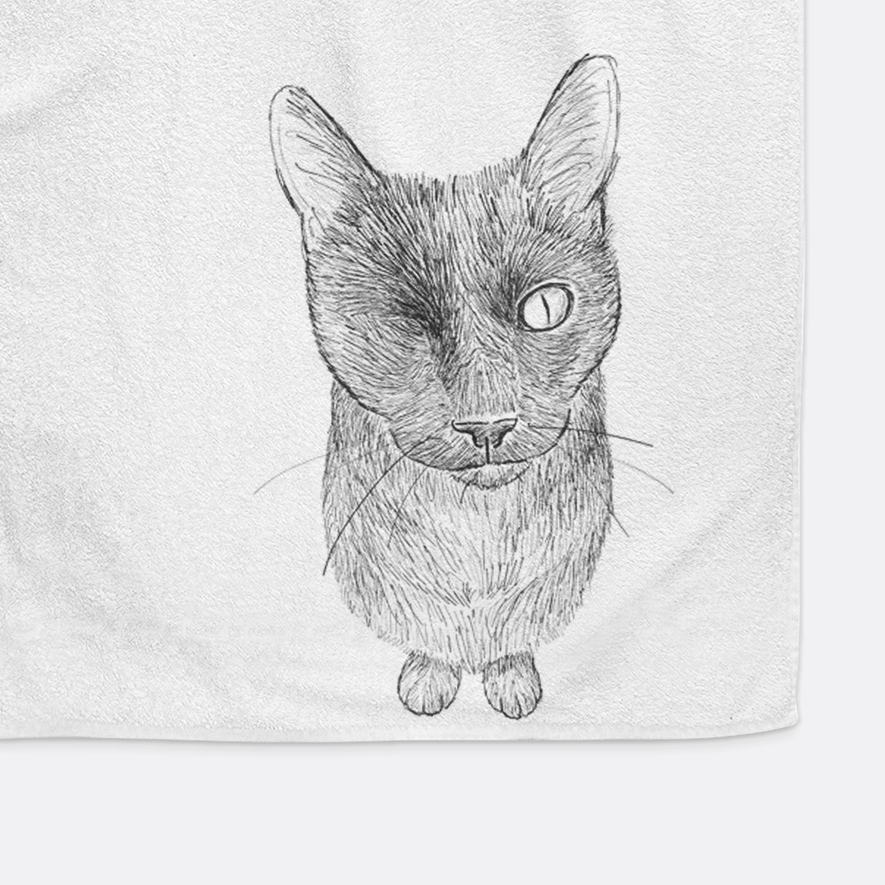 Doodled Marley the Black Cat Decorative Hand Towel