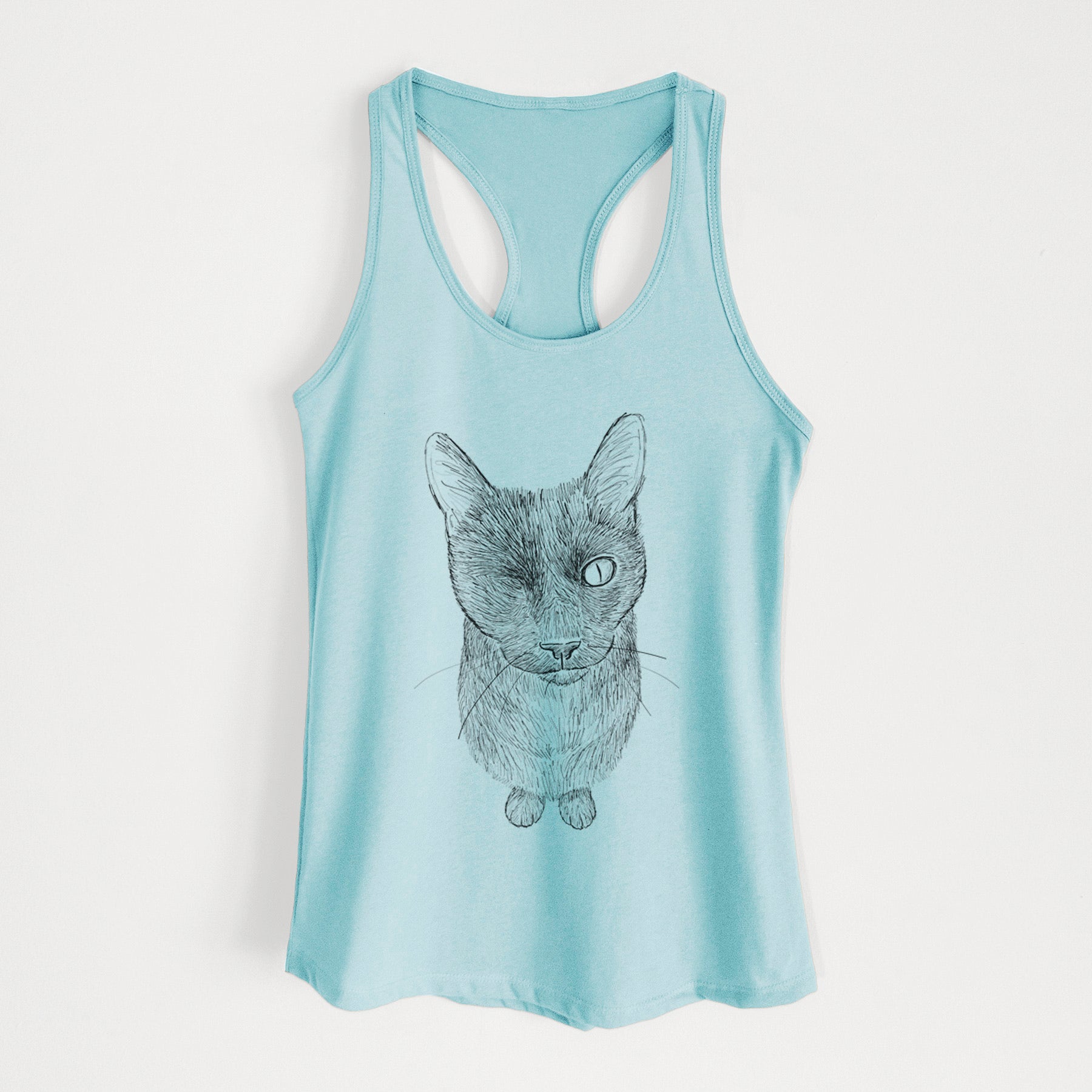 Doodled Marley the Black Cat - Women's Racerback Tanktop