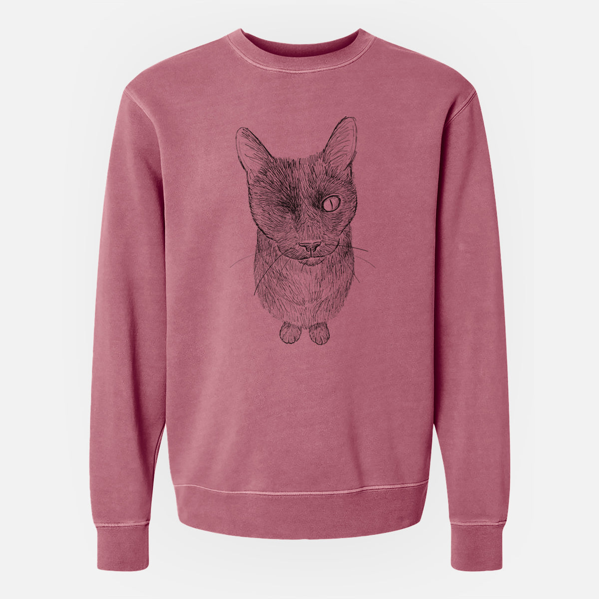 Doodled Marley the Black Cat - Unisex Pigment Dyed Crew Sweatshirt