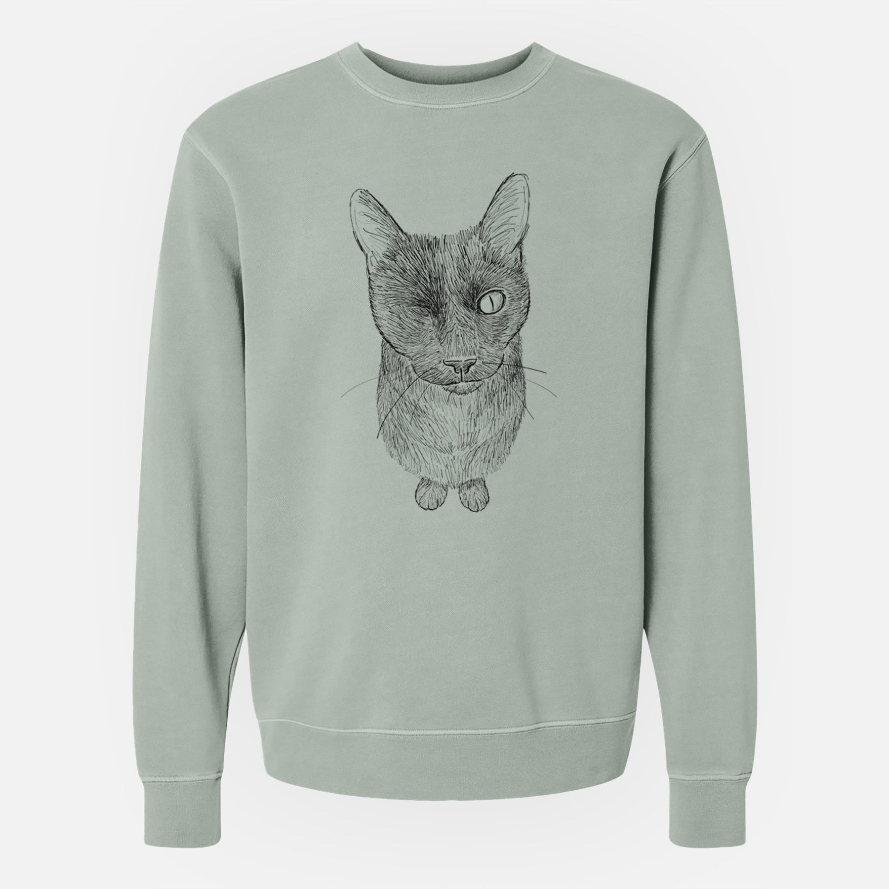 Doodled Marley the Black Cat - Unisex Pigment Dyed Crew Sweatshirt