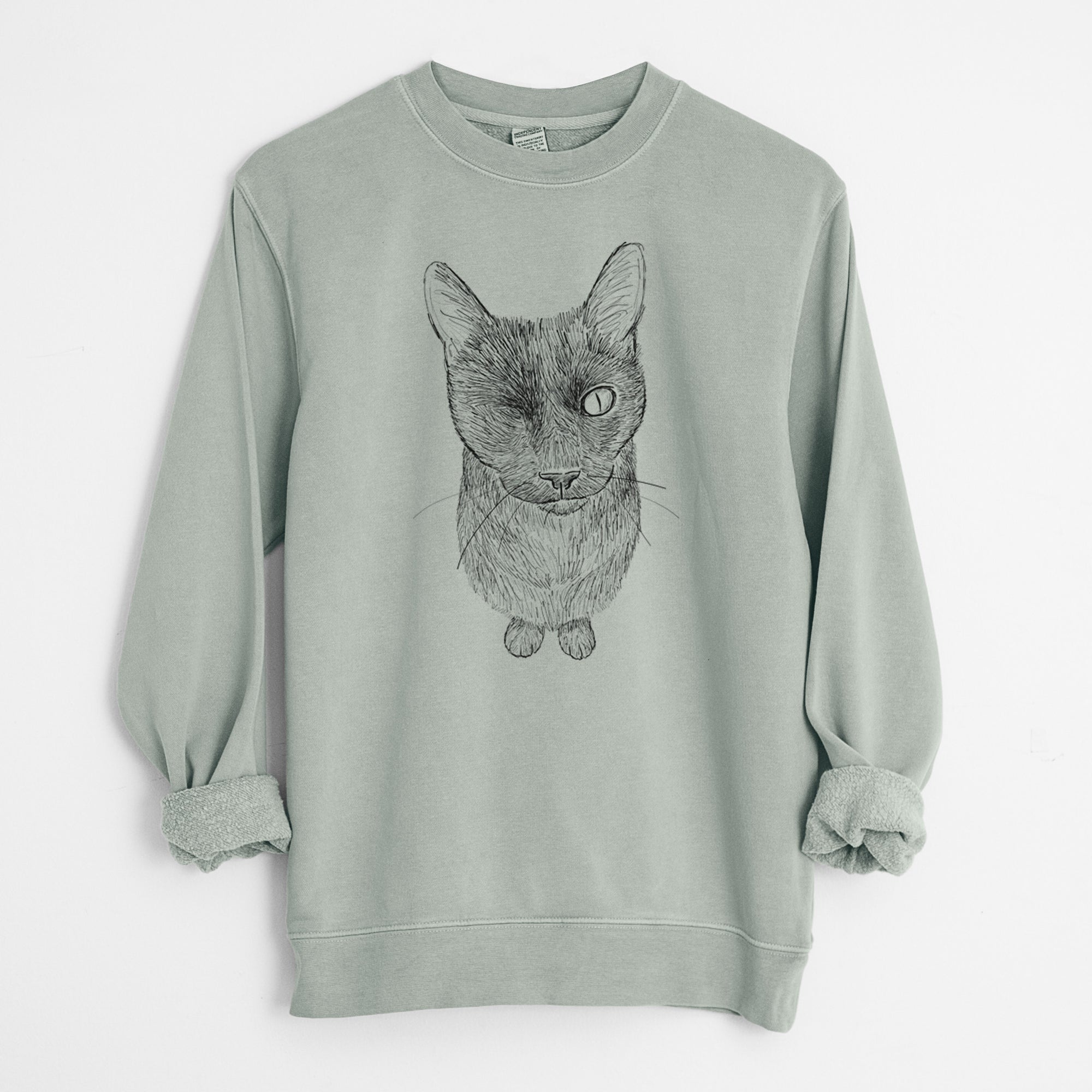 Doodled Marley the Black Cat - Unisex Pigment Dyed Crew Sweatshirt