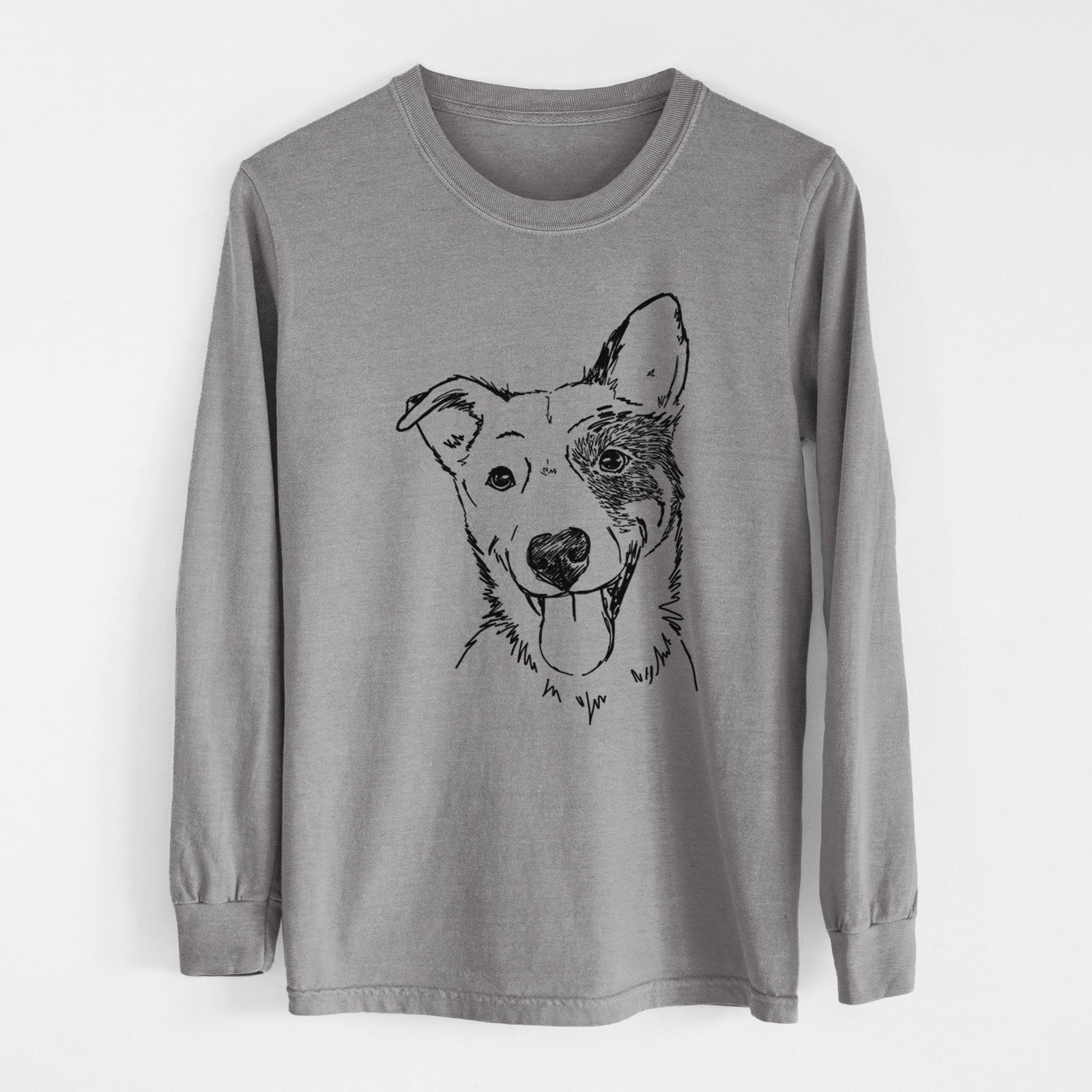 Doodled Ozzy the Mixed Breed - Heavyweight 100% Cotton Long Sleeve