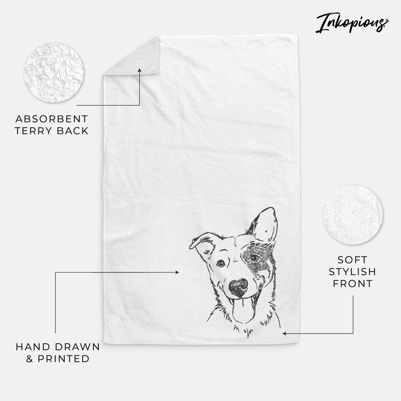 Doodled Ozzy the Mixed Breed Decorative Hand Towel