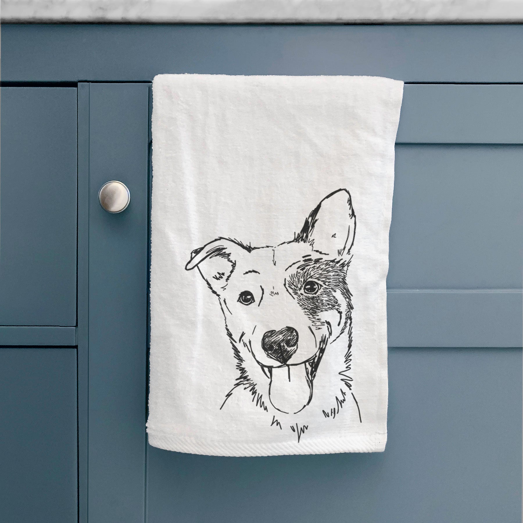 Doodled Ozzy the Mixed Breed Decorative Hand Towel