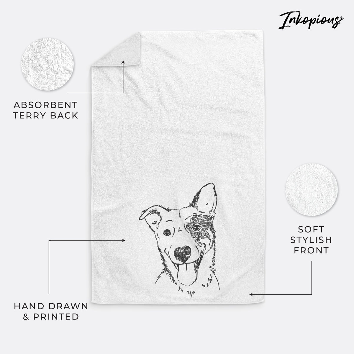 Doodled Ozzy the Mixed Breed Decorative Hand Towel