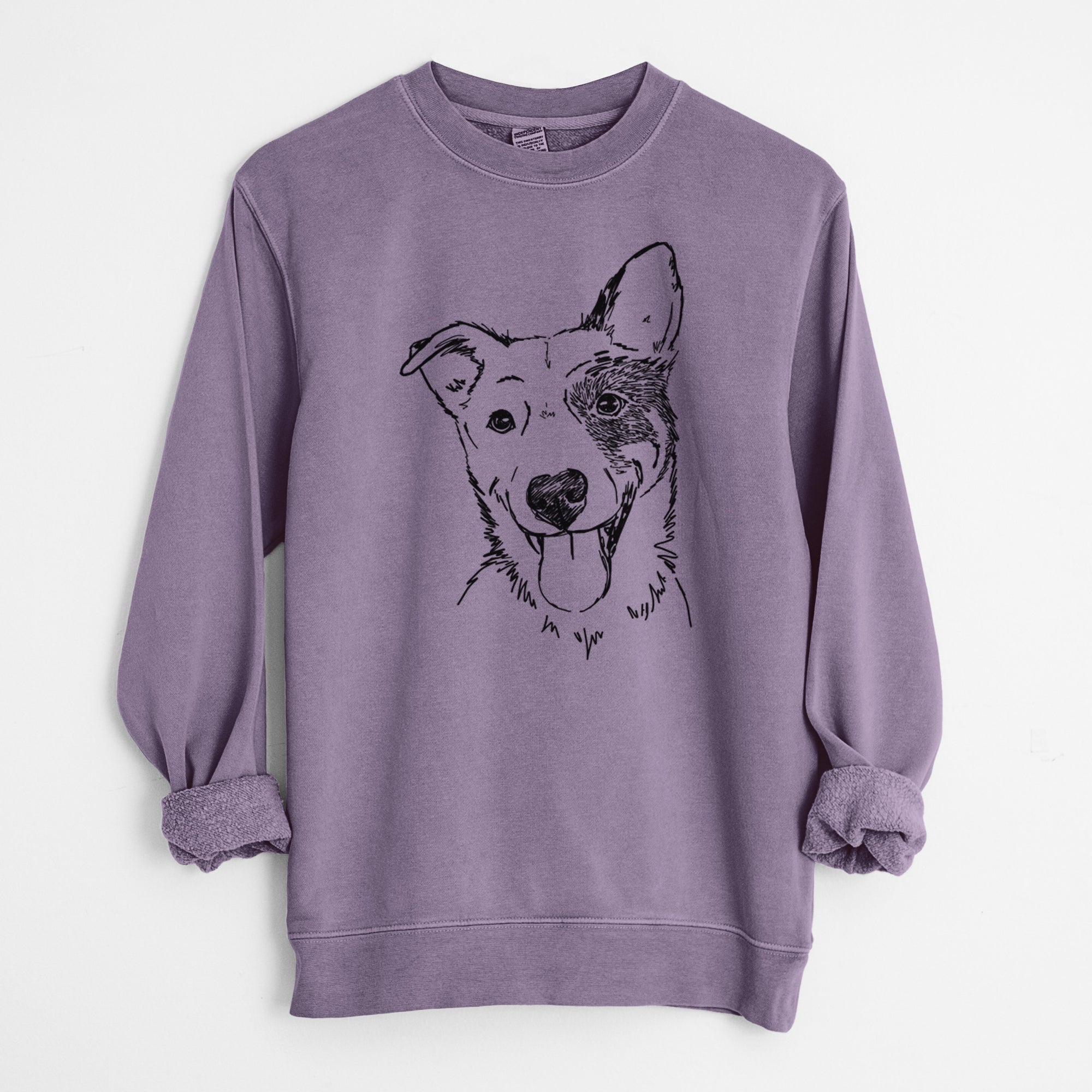 Doodled Ozzy the Mixed Breed - Unisex Pigment Dyed Crew Sweatshirt