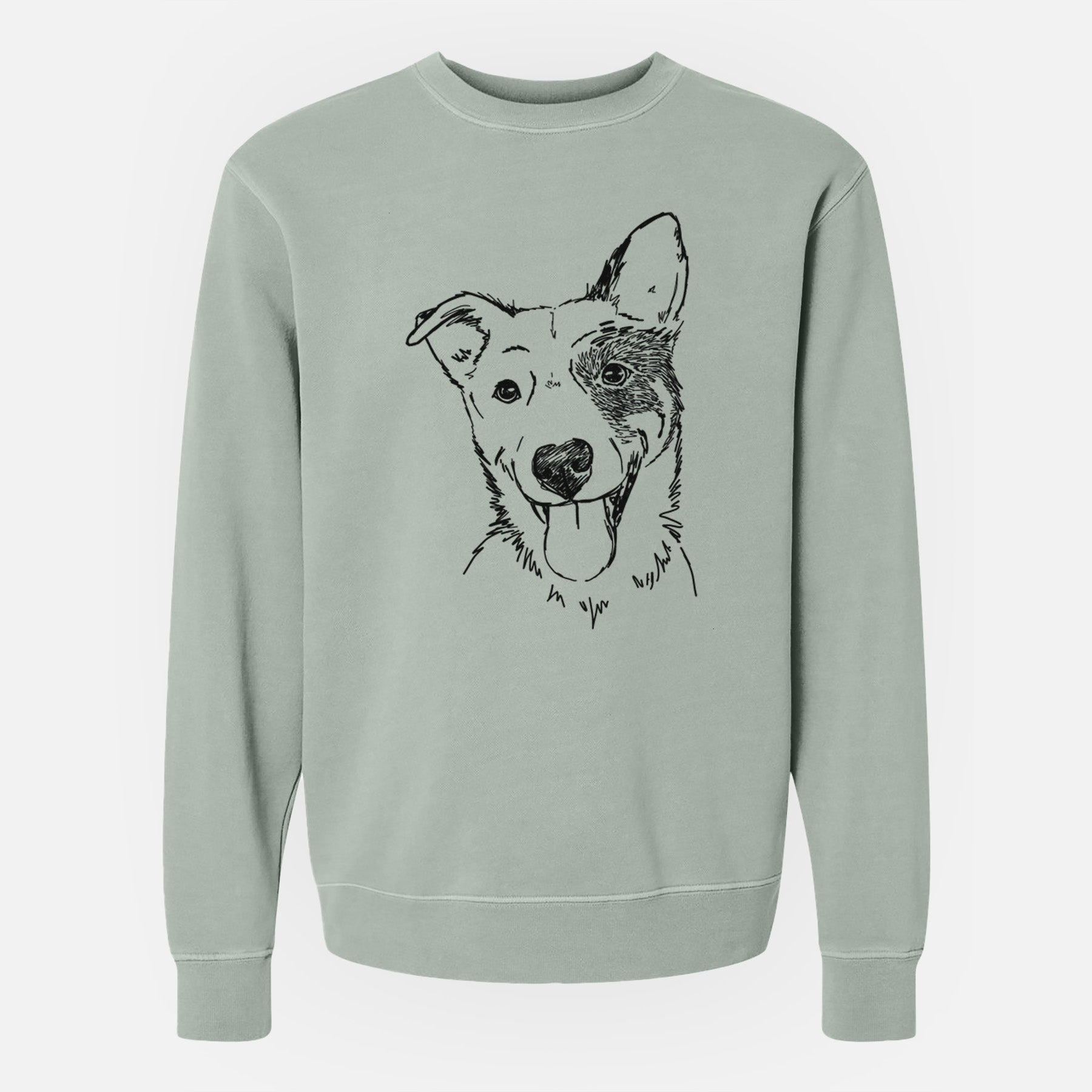 Doodled Ozzy the Mixed Breed - Unisex Pigment Dyed Crew Sweatshirt