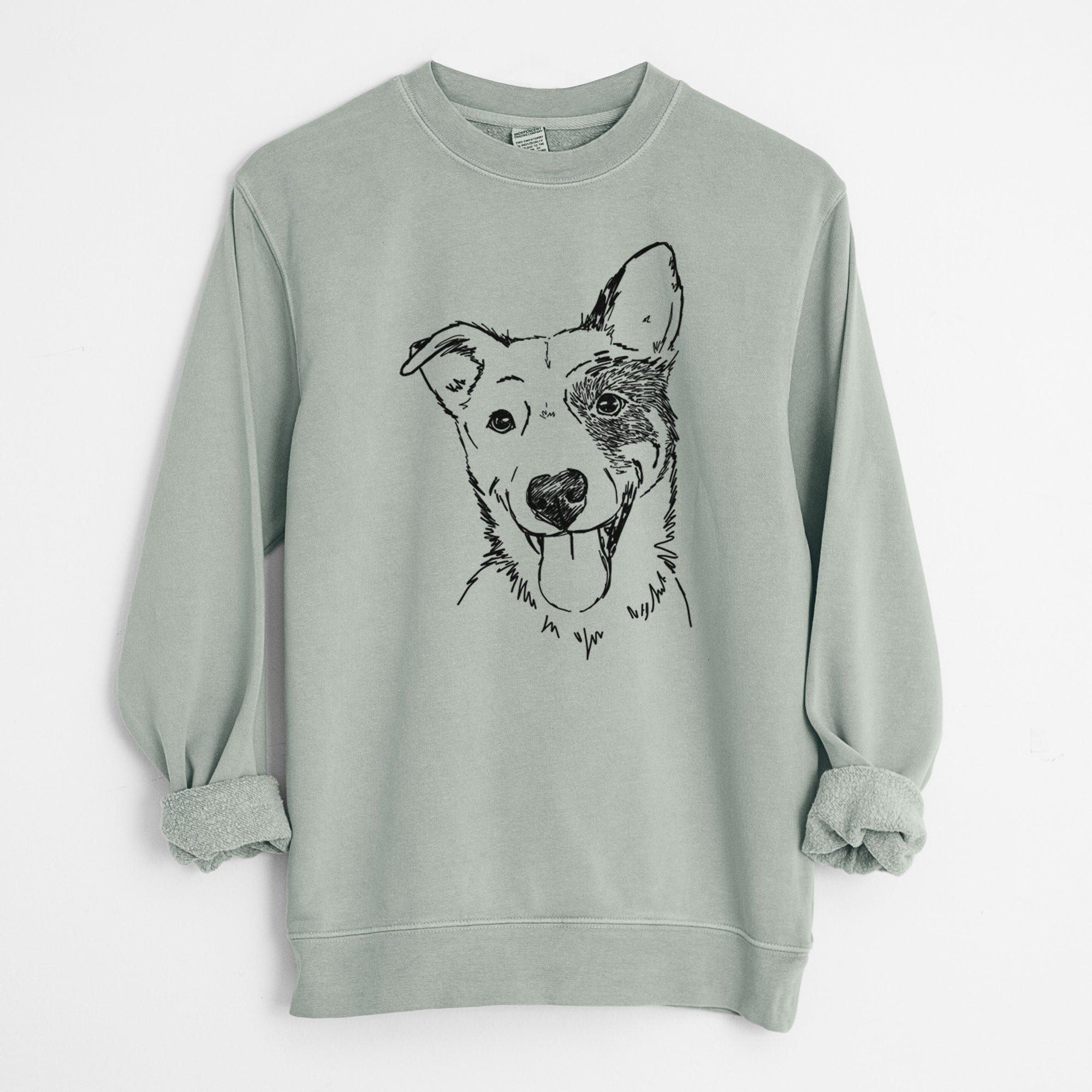 Doodled Ozzy the Mixed Breed - Unisex Pigment Dyed Crew Sweatshirt