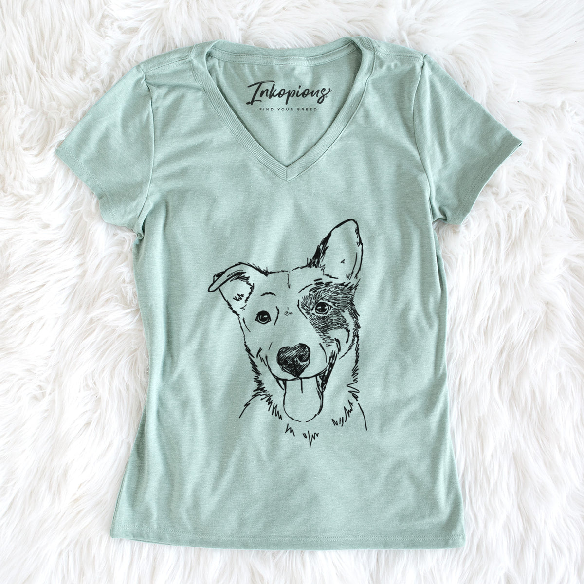 Doodled Ozzy the Mixed Breed - Women&#39;s Perfect V-neck Shirt