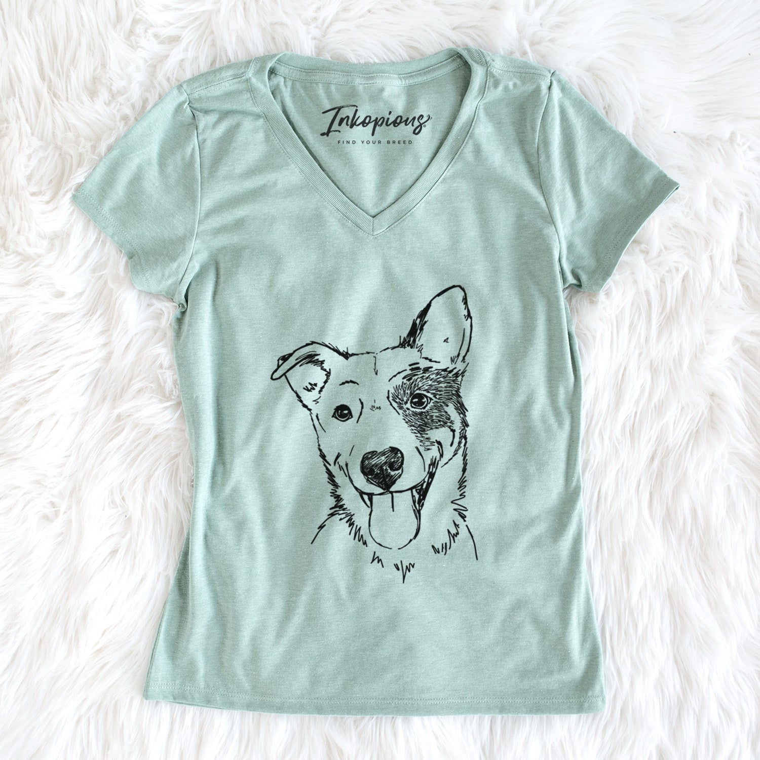 Doodled Ozzy the Mixed Breed - Women's Perfect V-neck Shirt