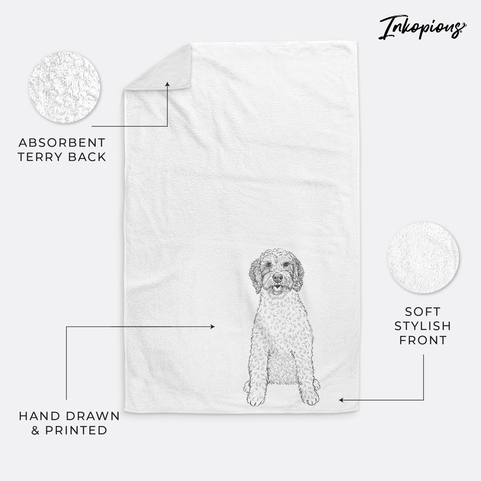 Doodled Penny the Mini Australian Labradoodle Decorative Hand Towel