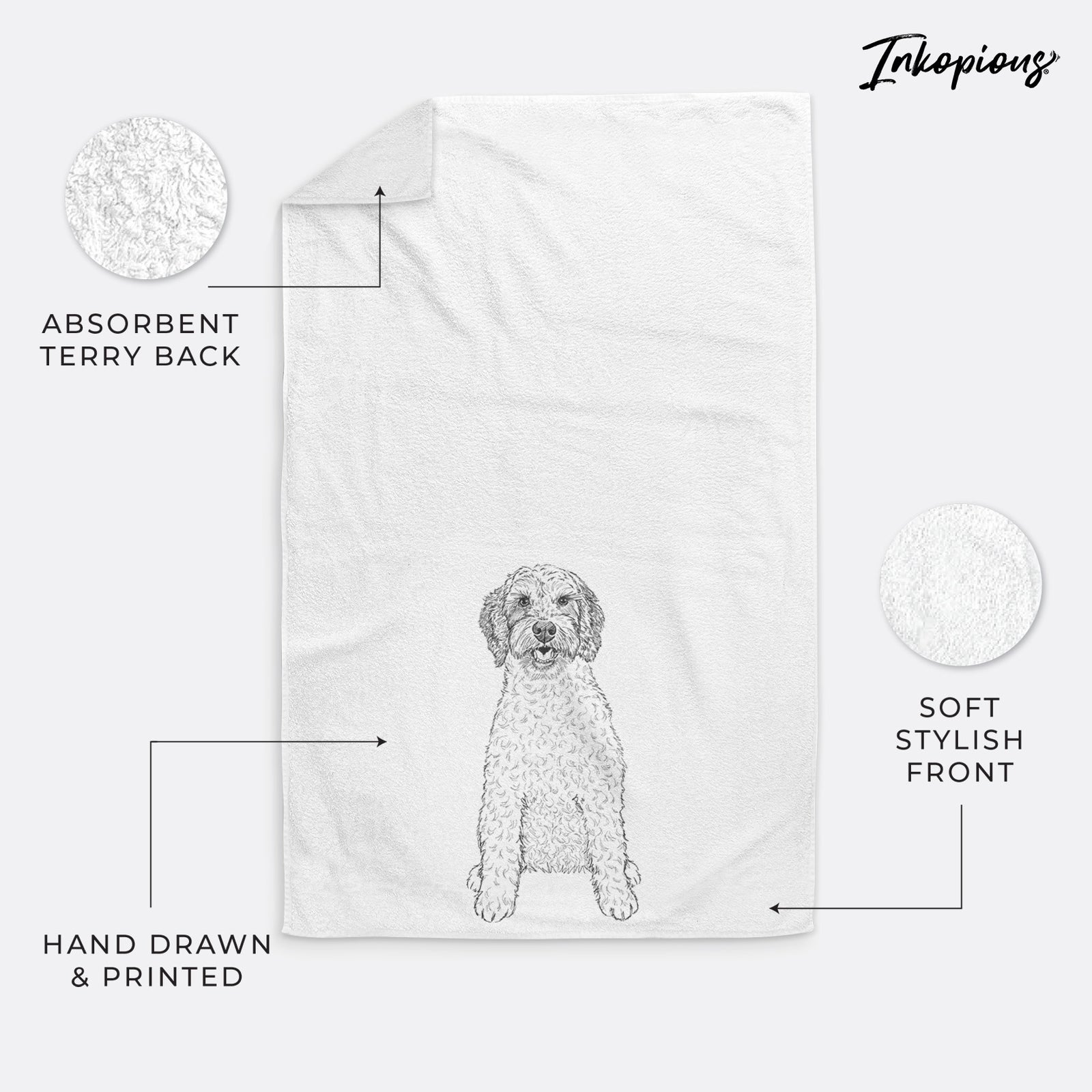 Doodled Penny the Mini Australian Labradoodle Decorative Hand Towel