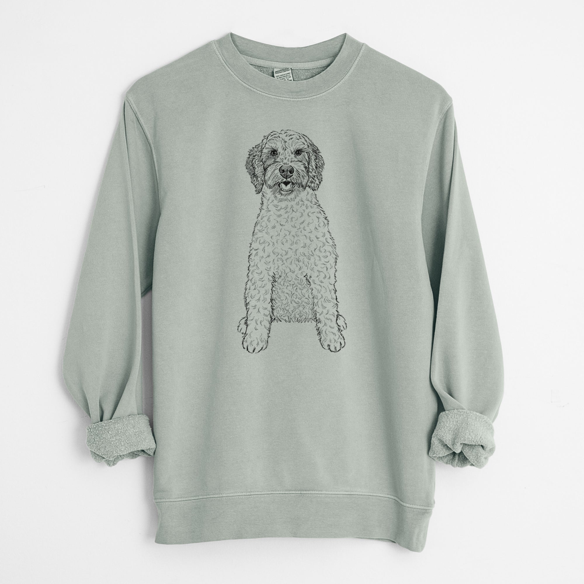 Doodled Penny the Mini Australian Labradoodle - Unisex Pigment Dyed Crew Sweatshirt