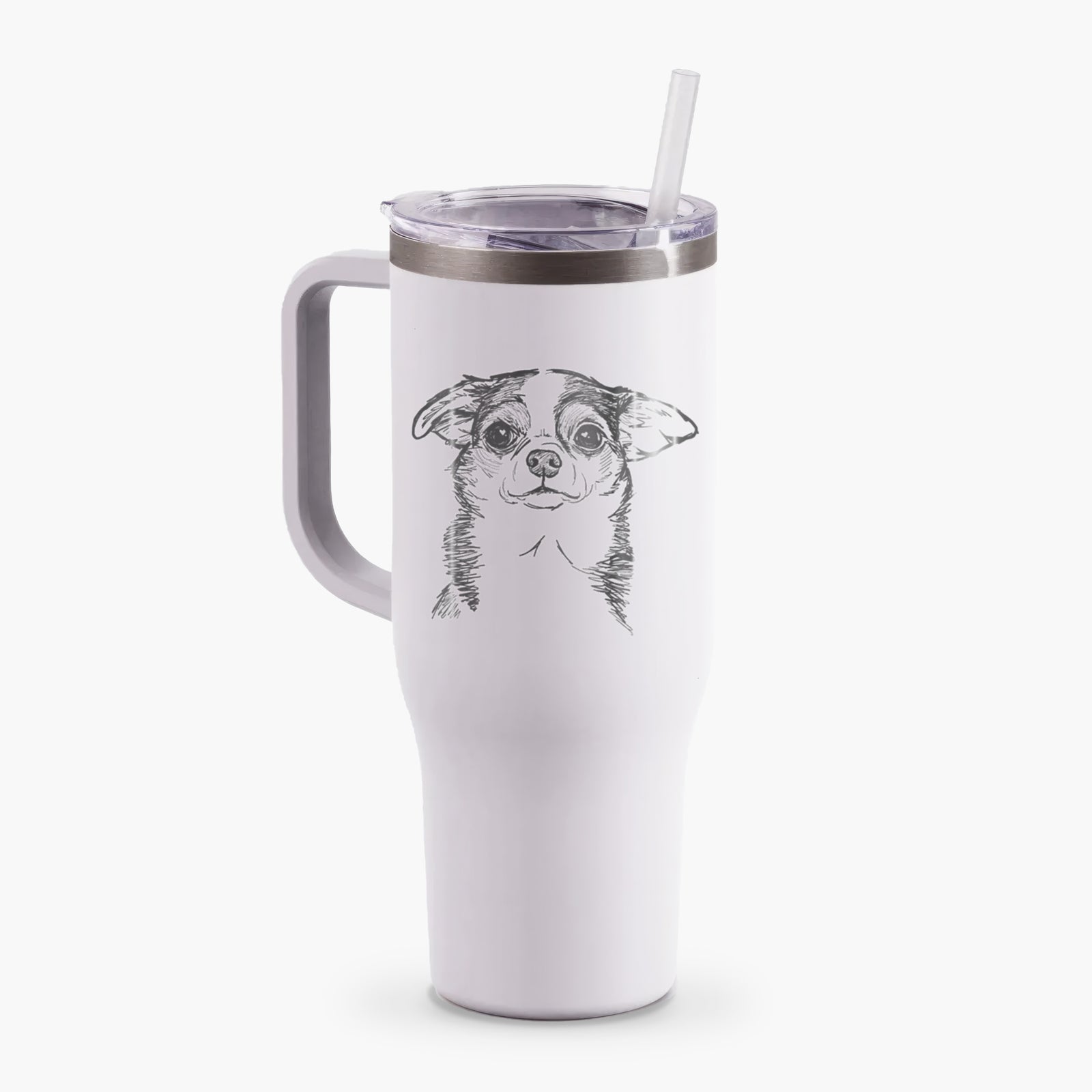 Doodled Worm the Chihuahua - 40oz Tumbler with Handle