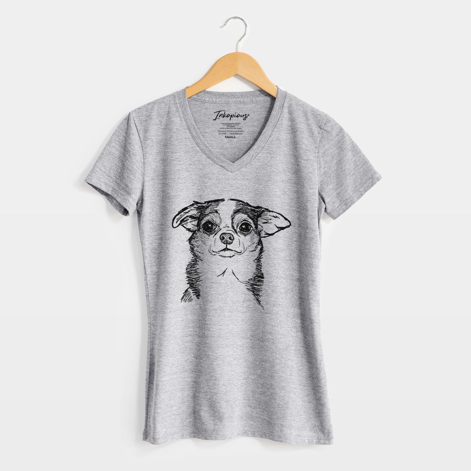 Doodled Worm the Chihuahua - Women's Perfect V-neck Shirt