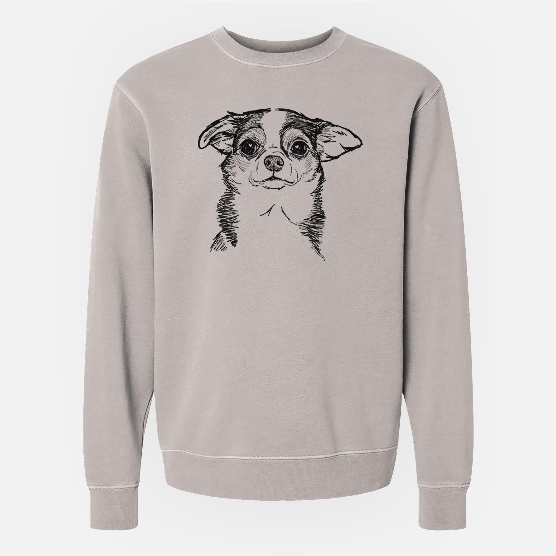 Doodled Worm the Chihuahua - Unisex Pigment Dyed Crew Sweatshirt