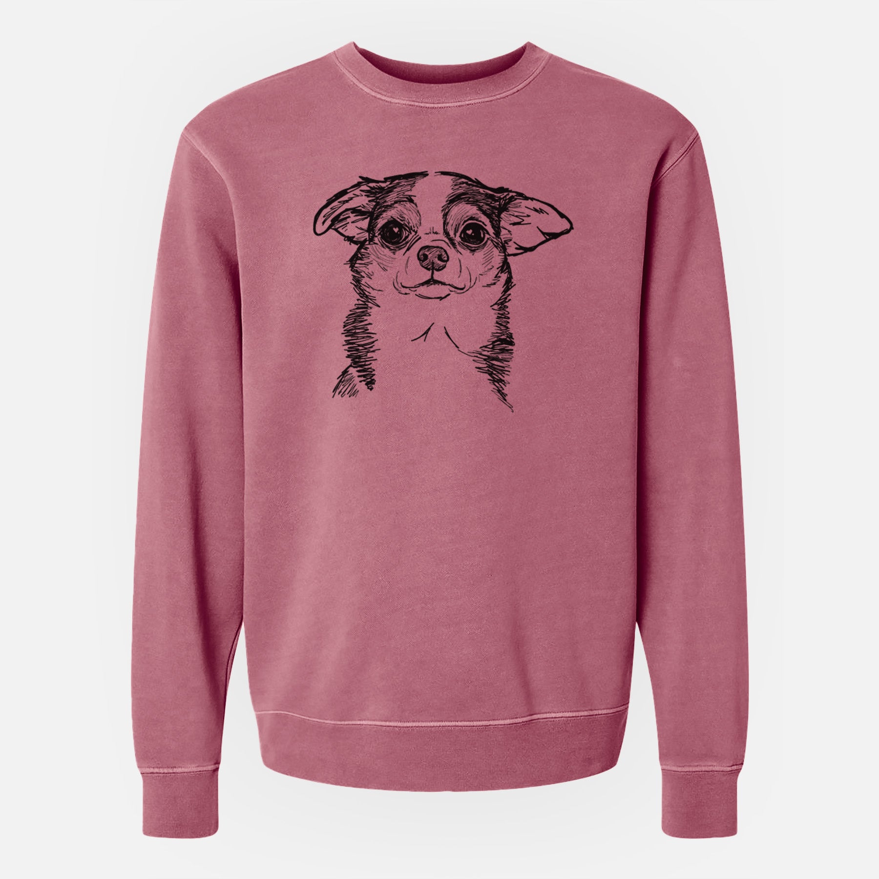 Doodled Worm the Chihuahua - Unisex Pigment Dyed Crew Sweatshirt