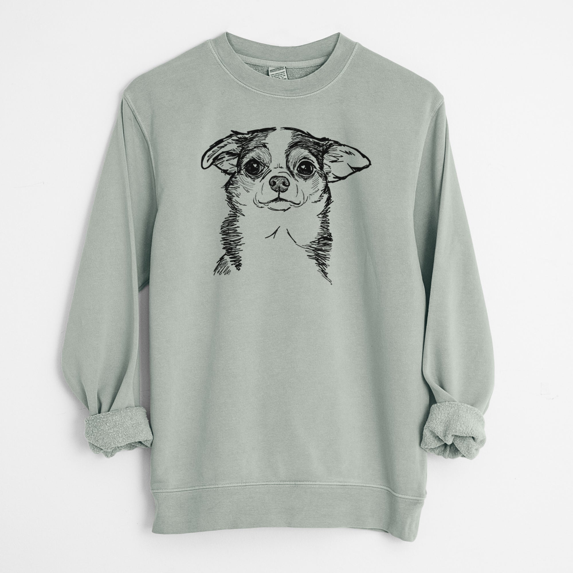 Doodled Worm the Chihuahua - Unisex Pigment Dyed Crew Sweatshirt