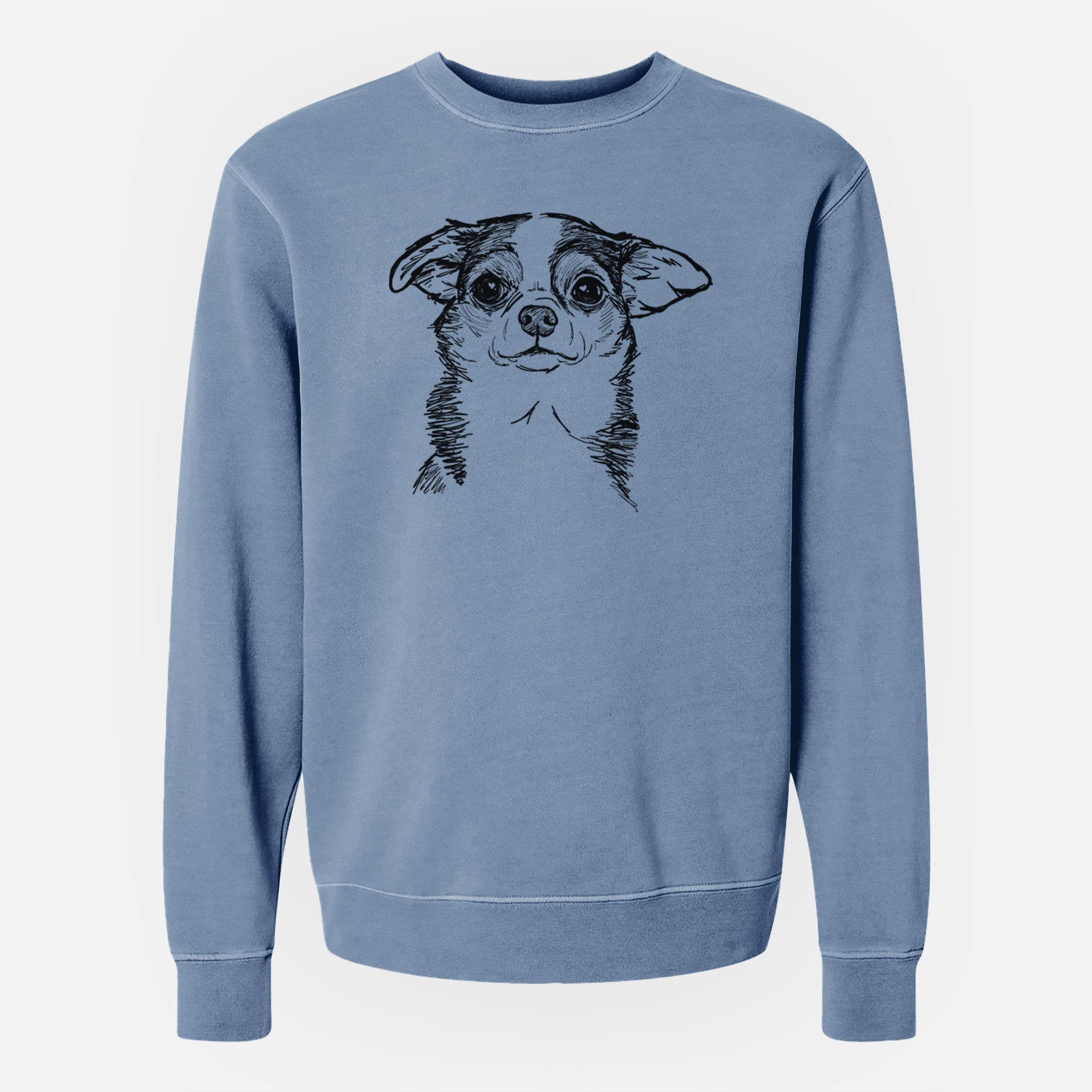 Doodled Worm the Chihuahua - Unisex Pigment Dyed Crew Sweatshirt