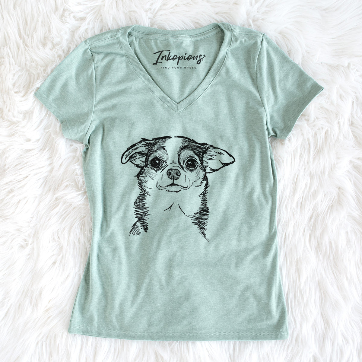 Doodled Worm the Chihuahua - Women&#39;s Perfect V-neck Shirt