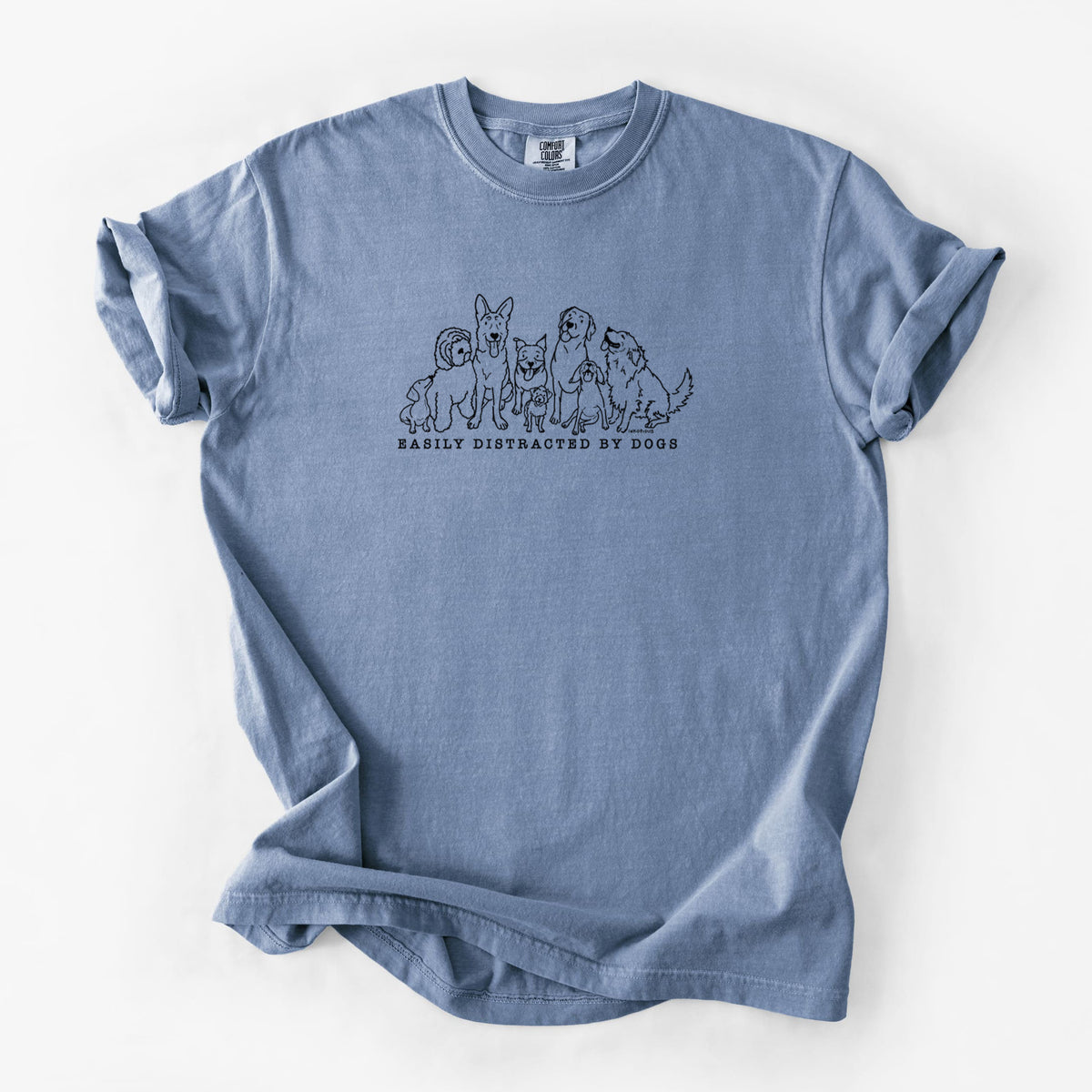 Distracted by Dogs - Unisex Comfort Colors Garment-Dyed Heavyweight T-shirt in Blue Jean