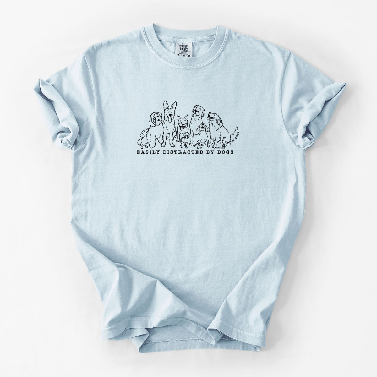 Distracted by Dogs - Unisex Comfort Colors Garment-Dyed Heavyweight T-shirt in Chambray