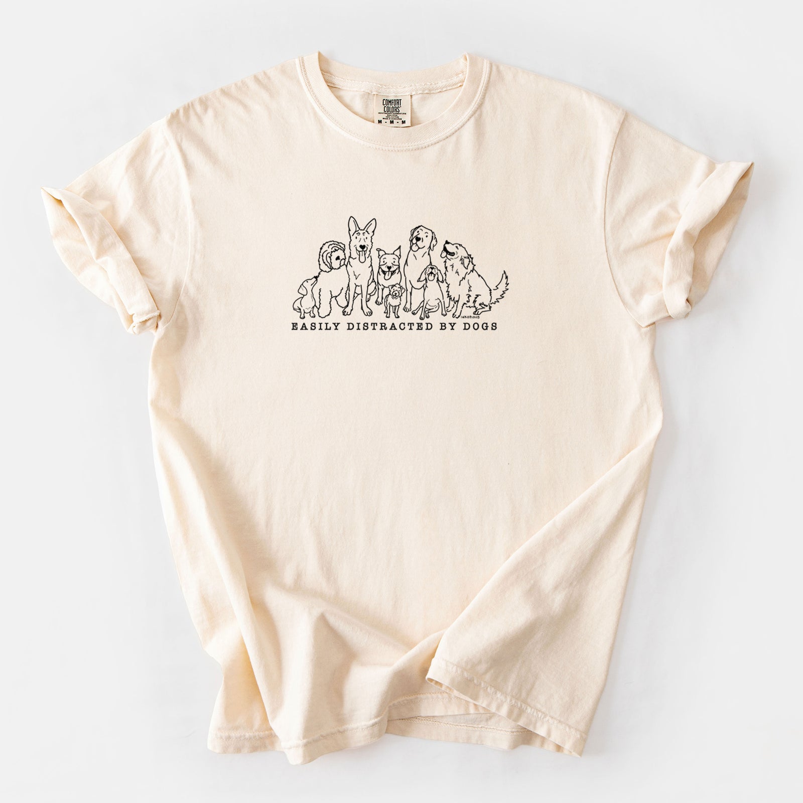 Distracted by Dogs - Unisex Comfort Colors Garment-Dyed Heavyweight T-shirt in Ivory