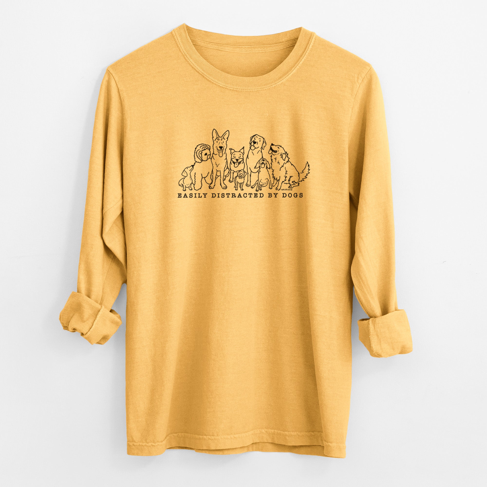 Distracted by Dogs - Men's Heavyweight 100% Cotton Long Sleeve