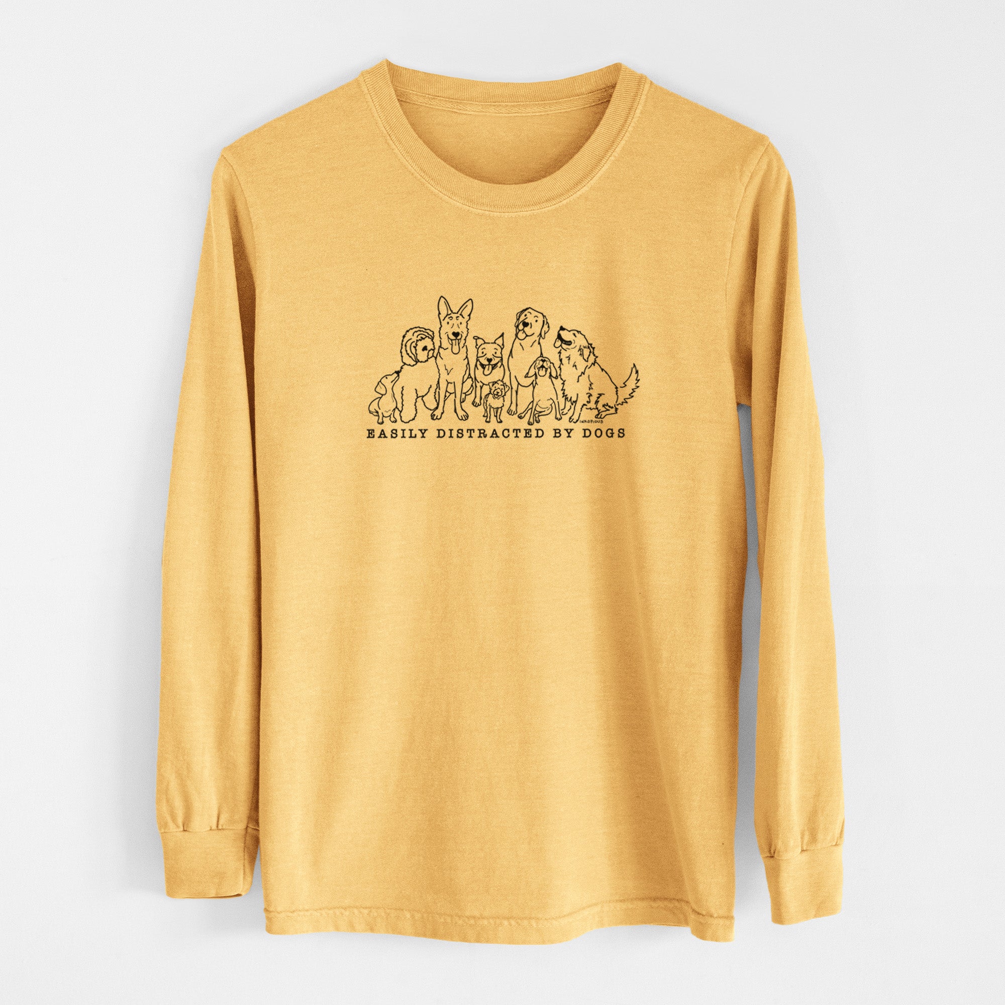 Distracted by Dogs - Men's Heavyweight 100% Cotton Long Sleeve