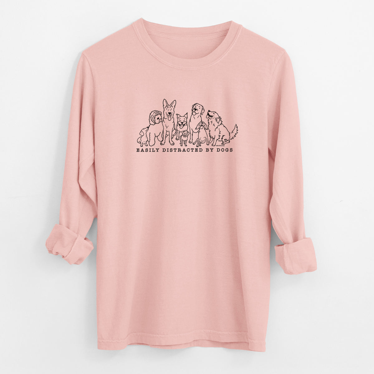 Distracted by Dogs - Men's Heavyweight 100% Cotton Long Sleeve
