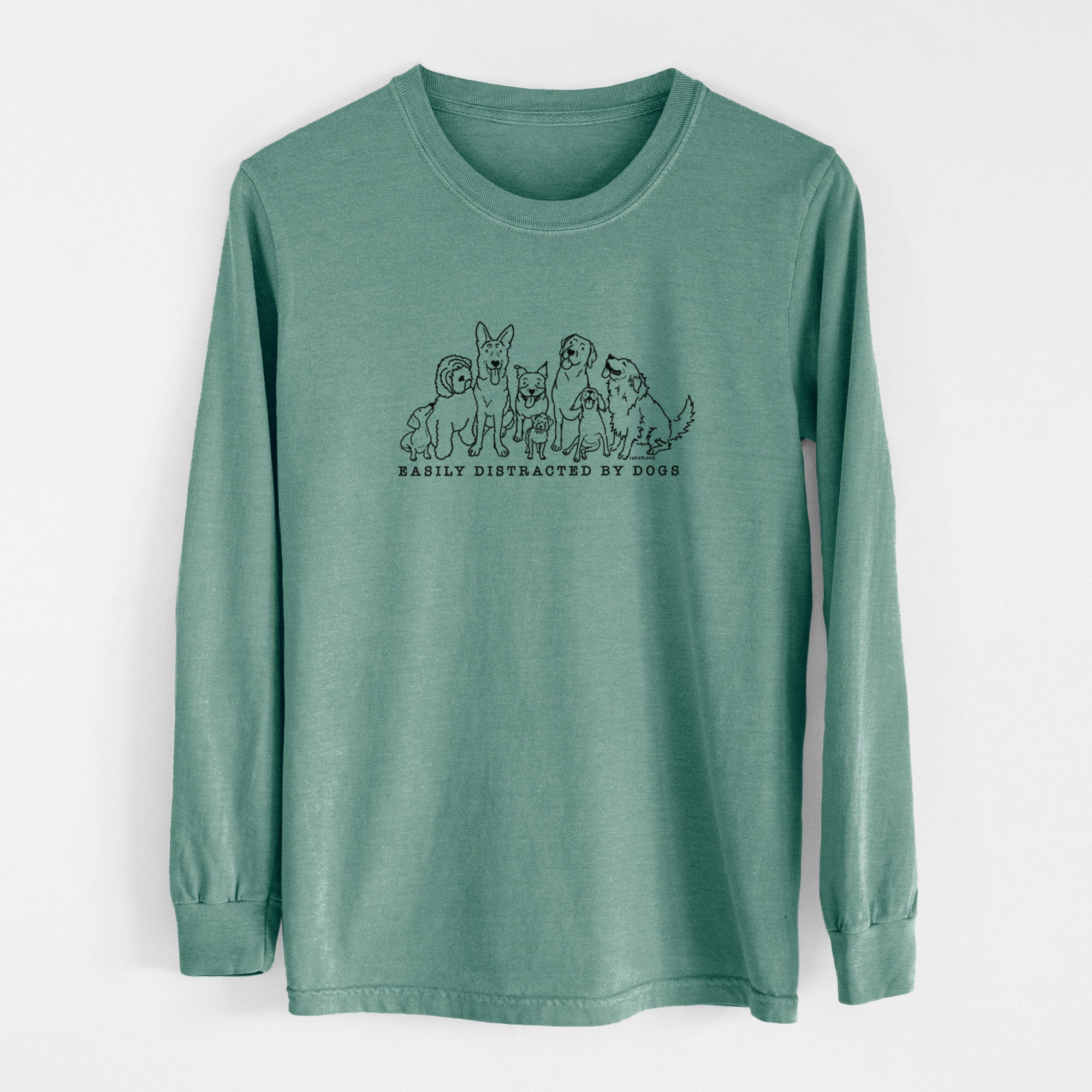 Distracted by Dogs - Men's Heavyweight 100% Cotton Long Sleeve