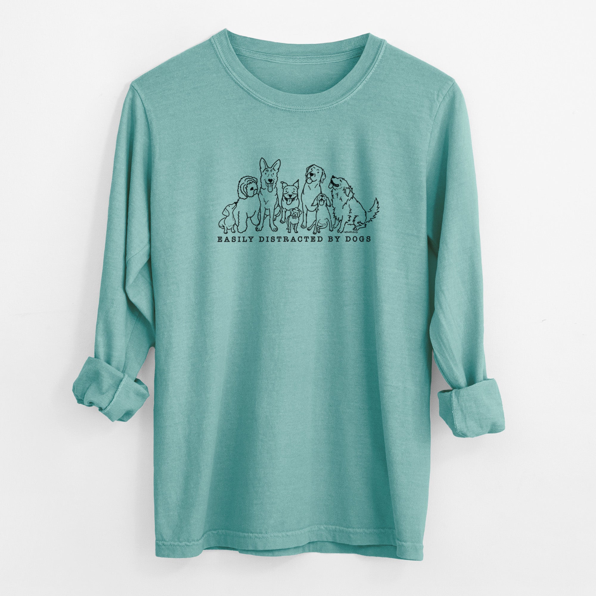 Distracted by Dogs - Men's Heavyweight 100% Cotton Long Sleeve