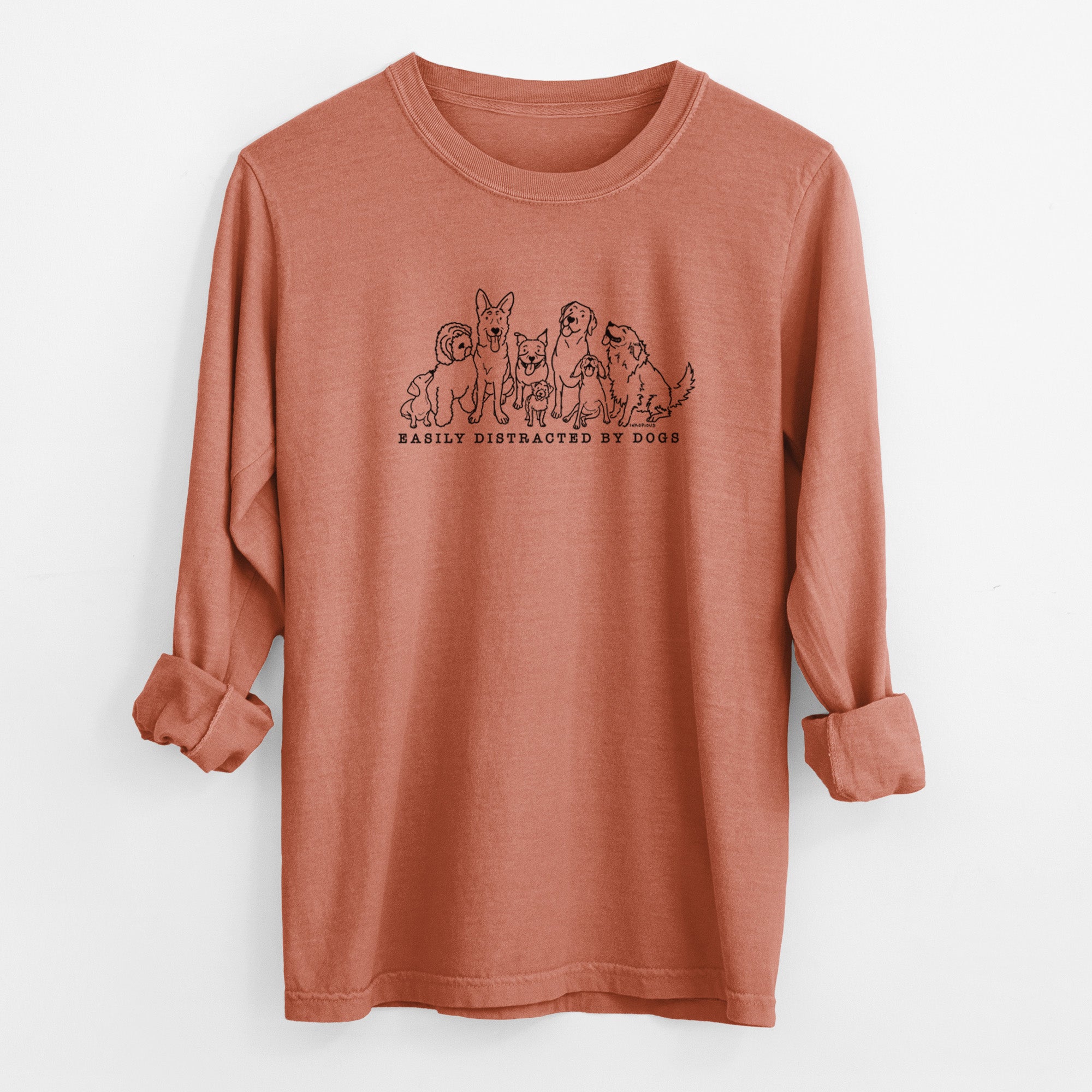 Distracted by Dogs - Men's Heavyweight 100% Cotton Long Sleeve